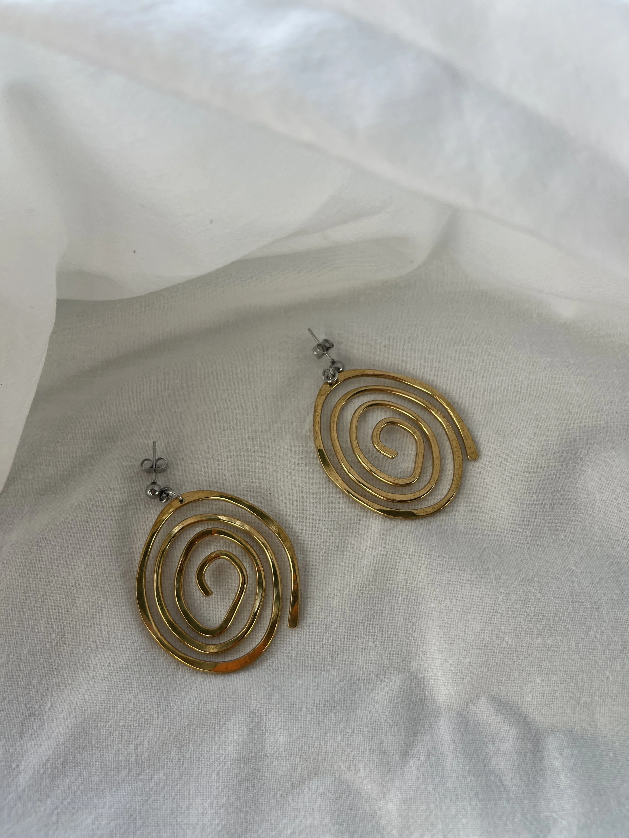 Funky Spiral Earrings (Brass) - diamond shape.JPG