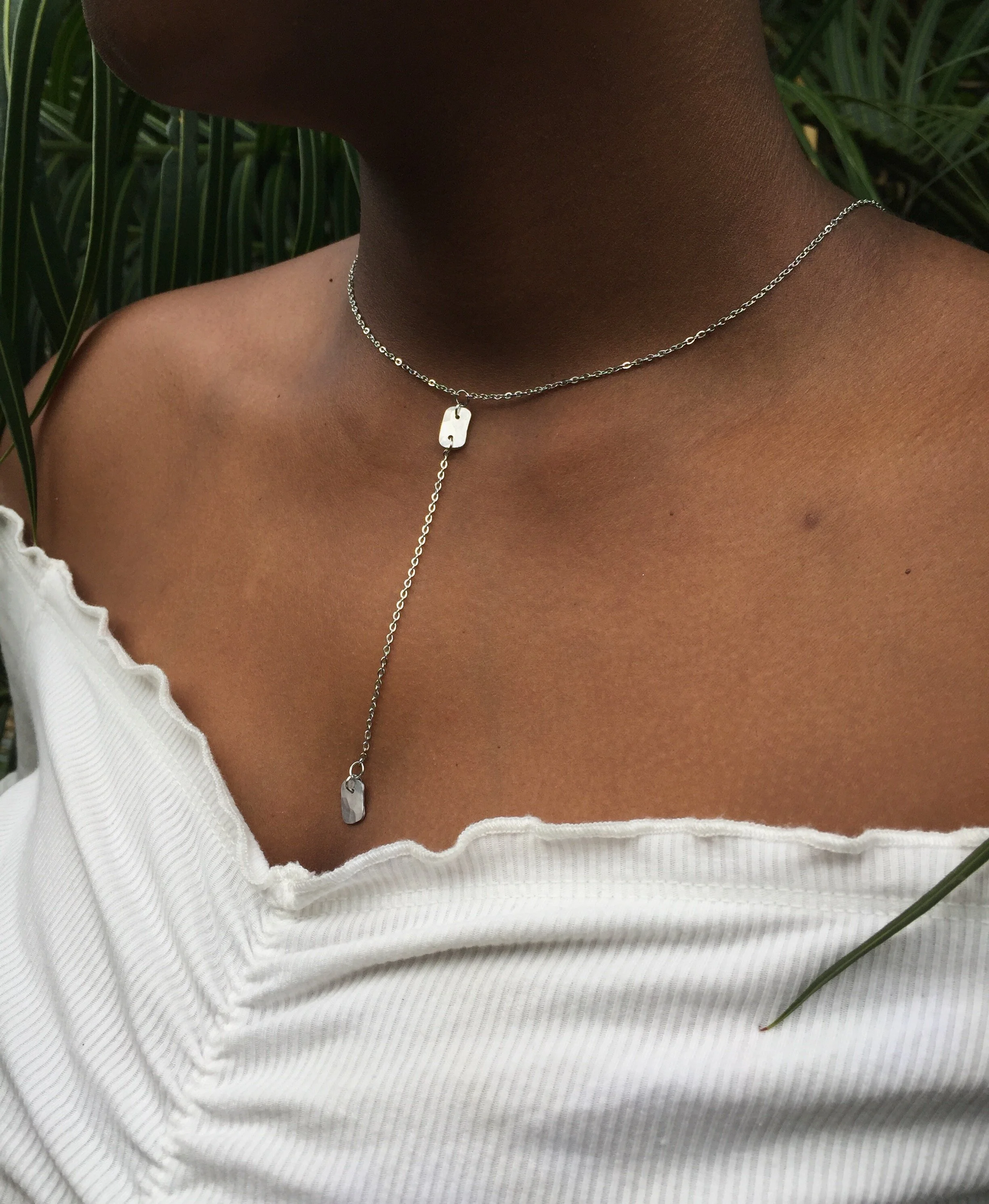 Aluminum Pebble Drop Necklace