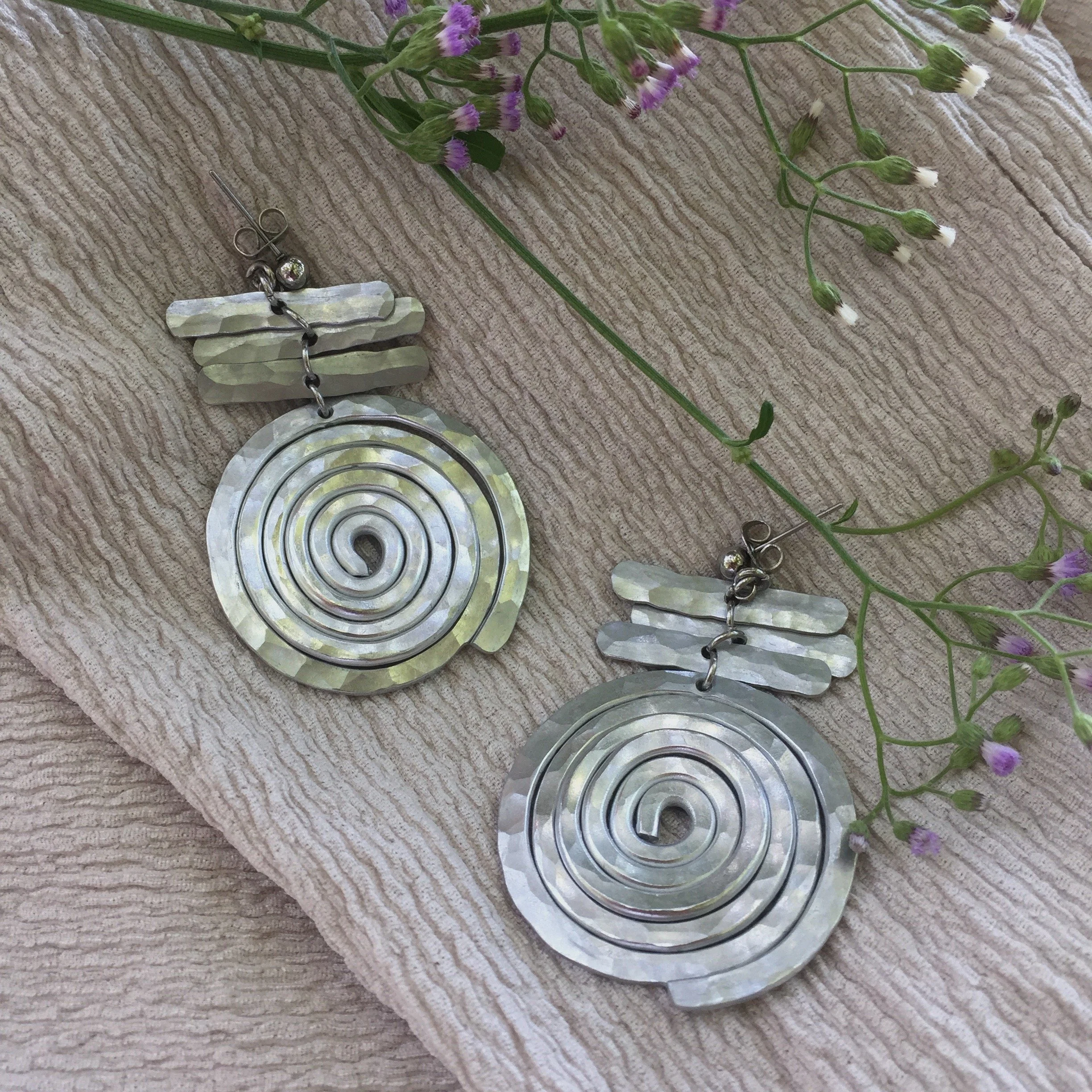 Bar &amp; Spiral Statement Earrings