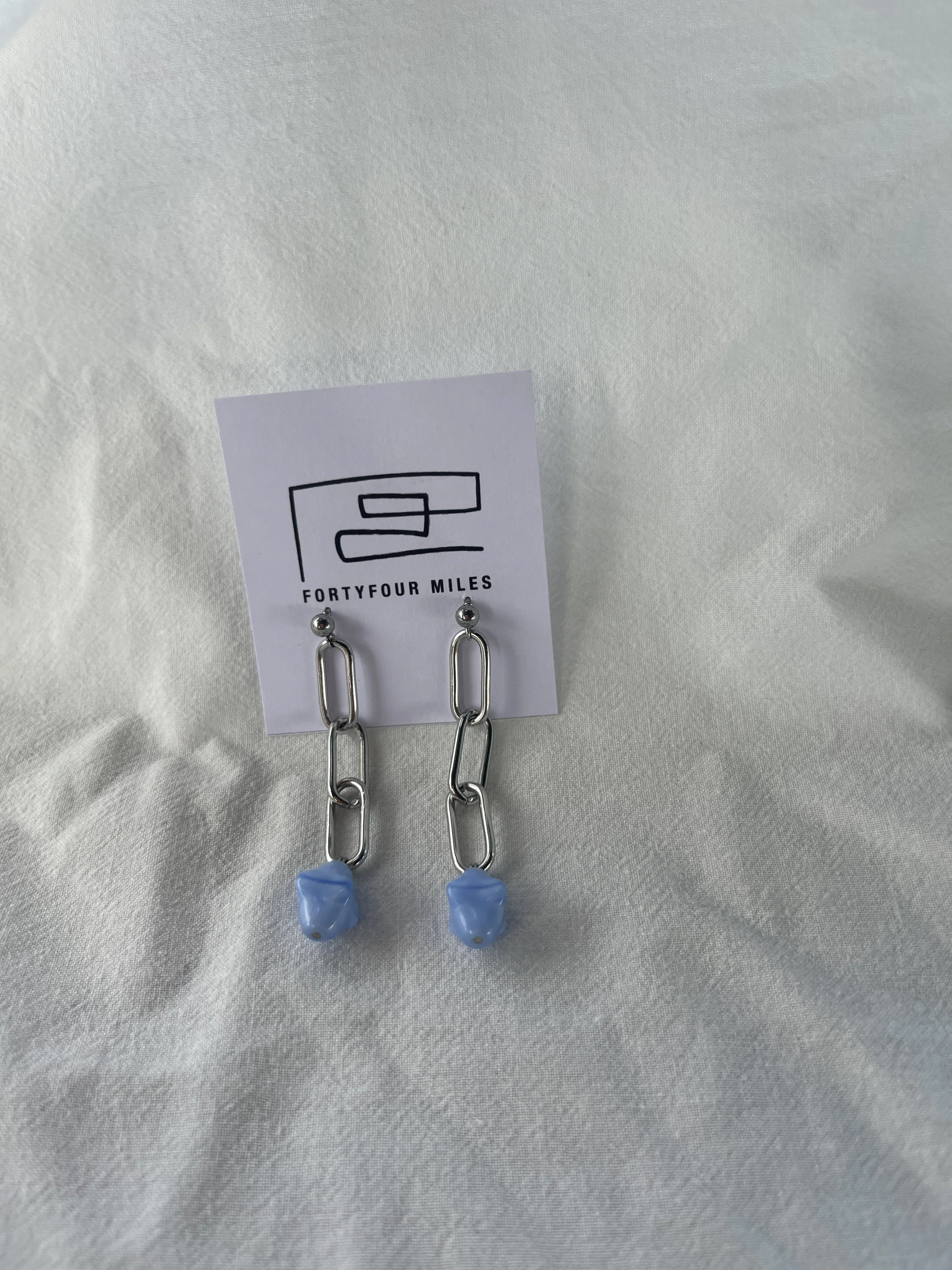 Link Drop Earrings (beaded) - LONG