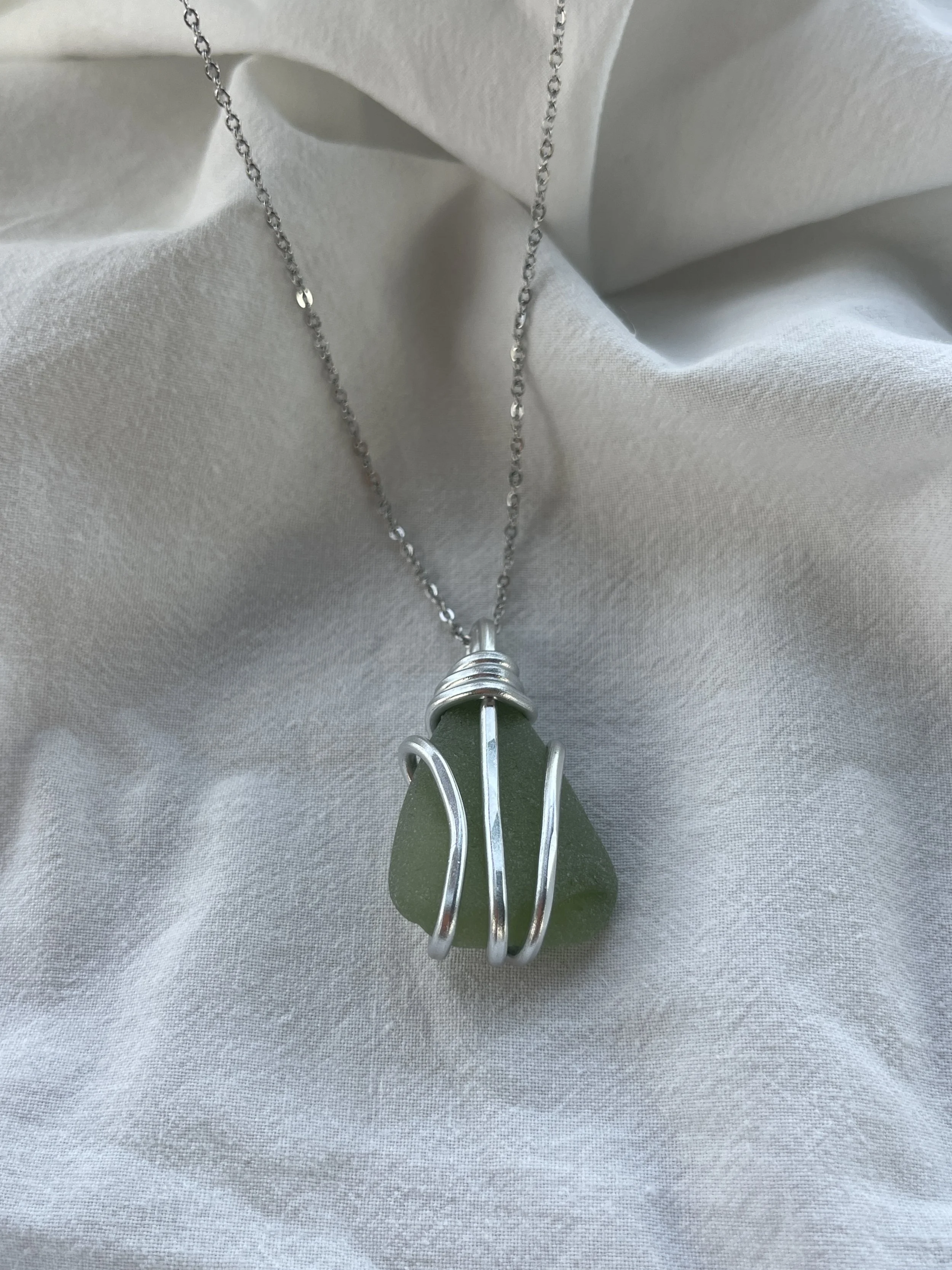 Green Sea Glass Necklace #1