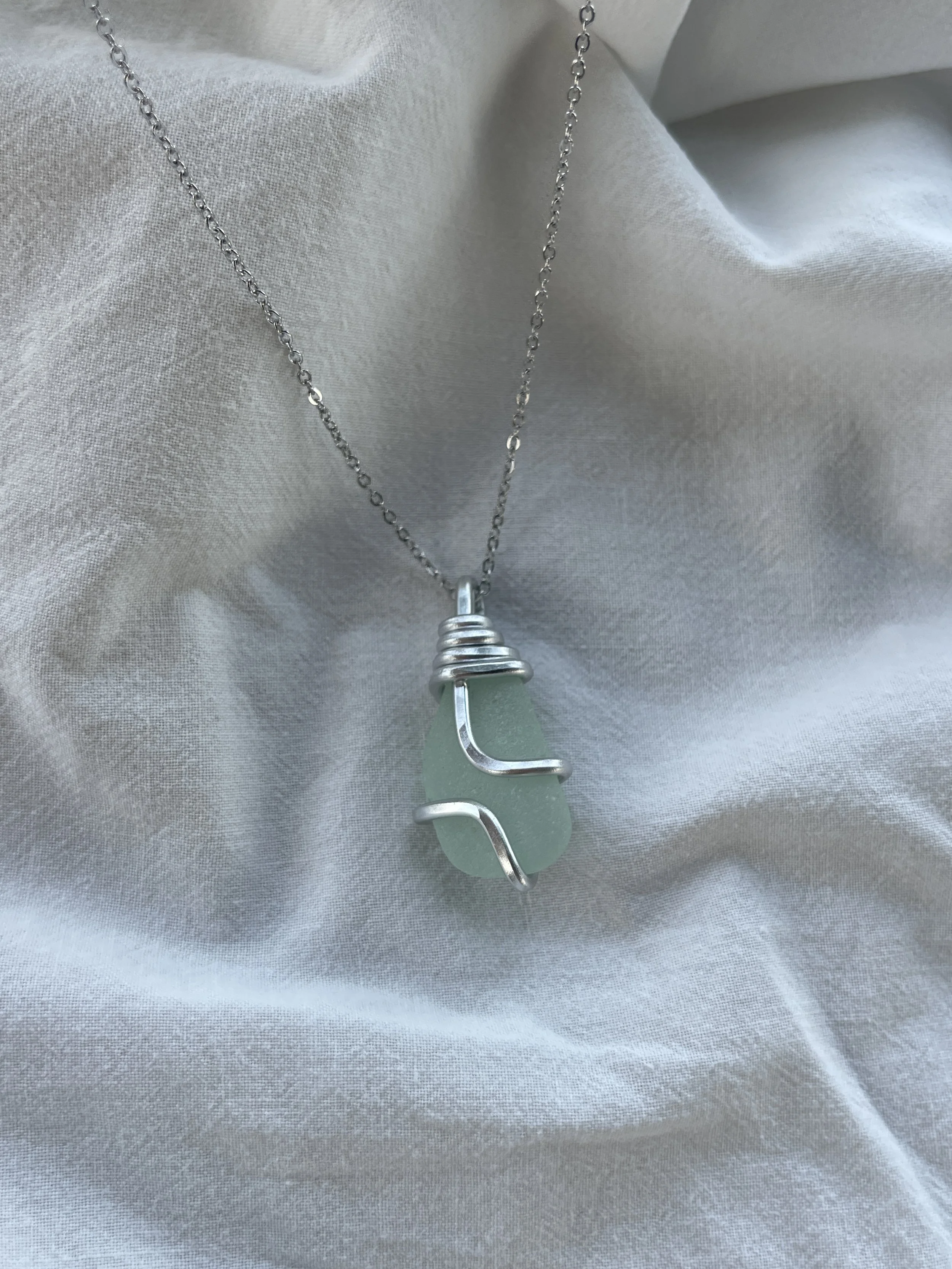 Sea Foam Green Sea Glass Necklace