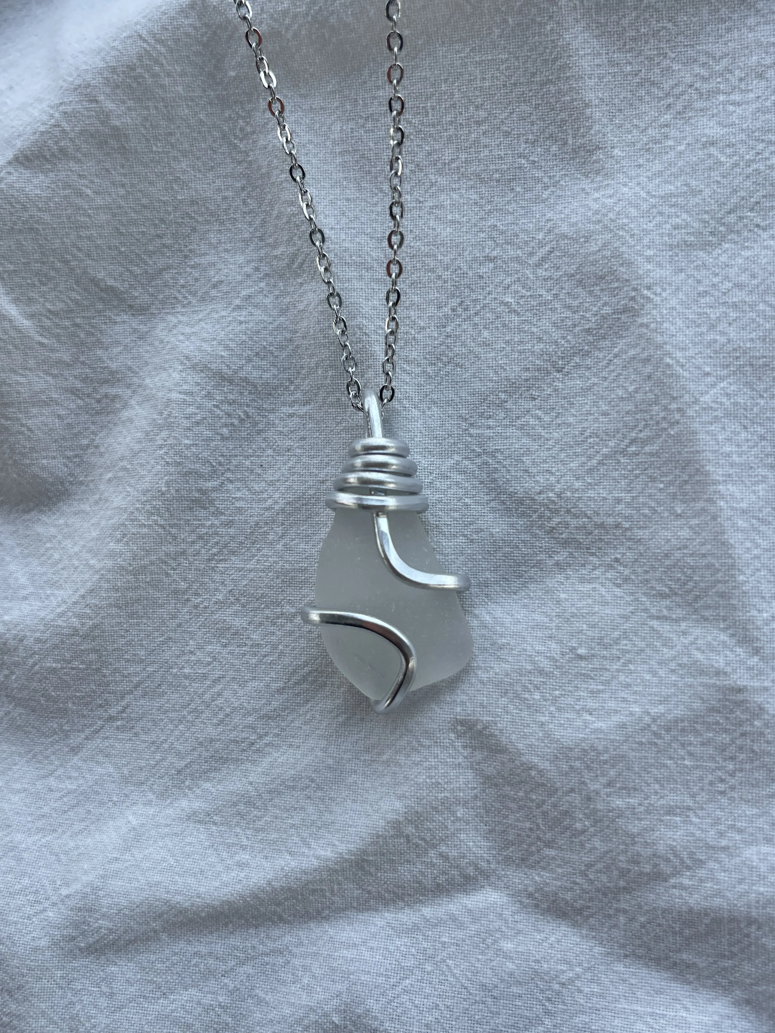 White Sea Glass Necklace #2