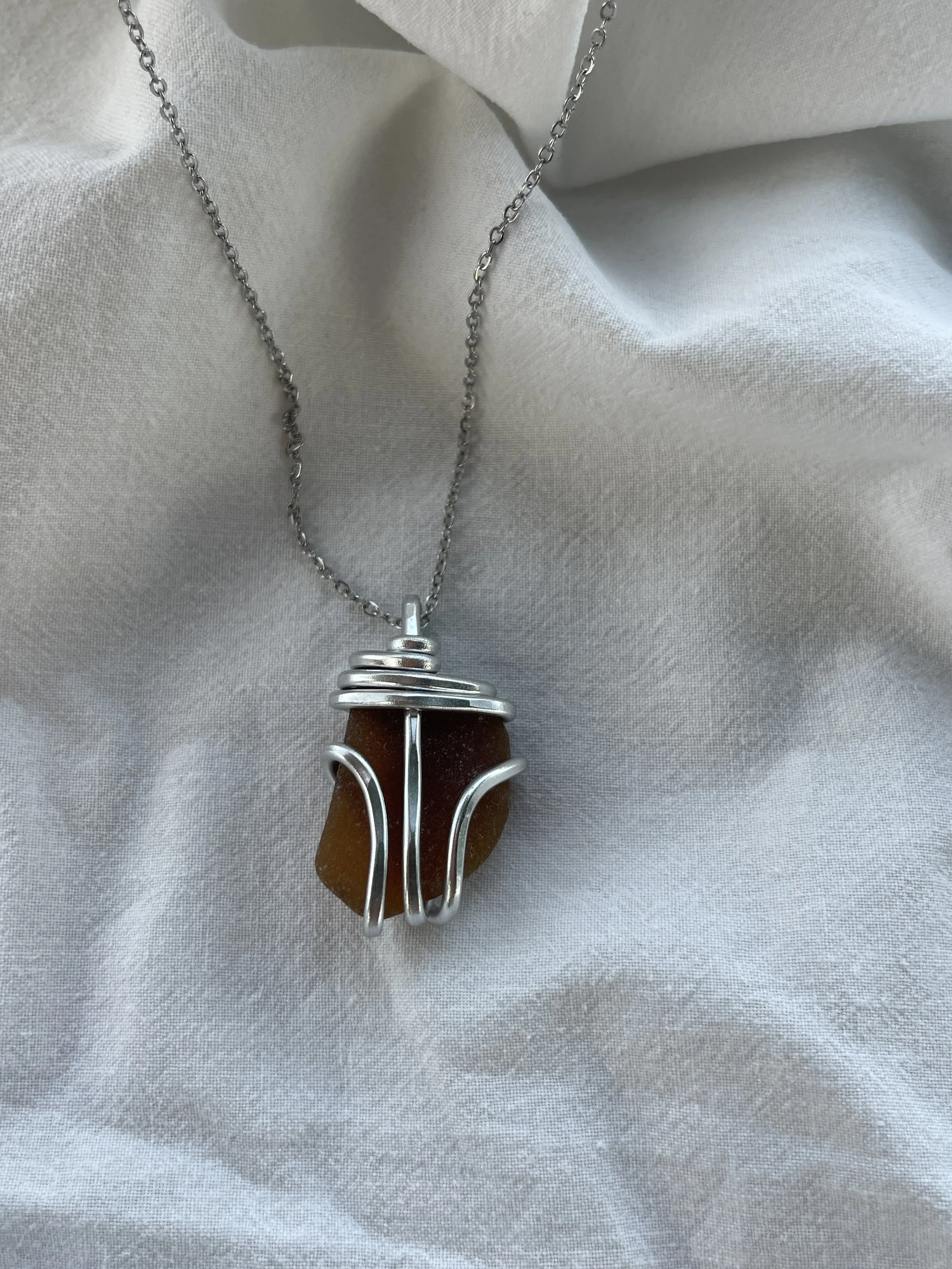 Brown Sea Glass Necklace #1