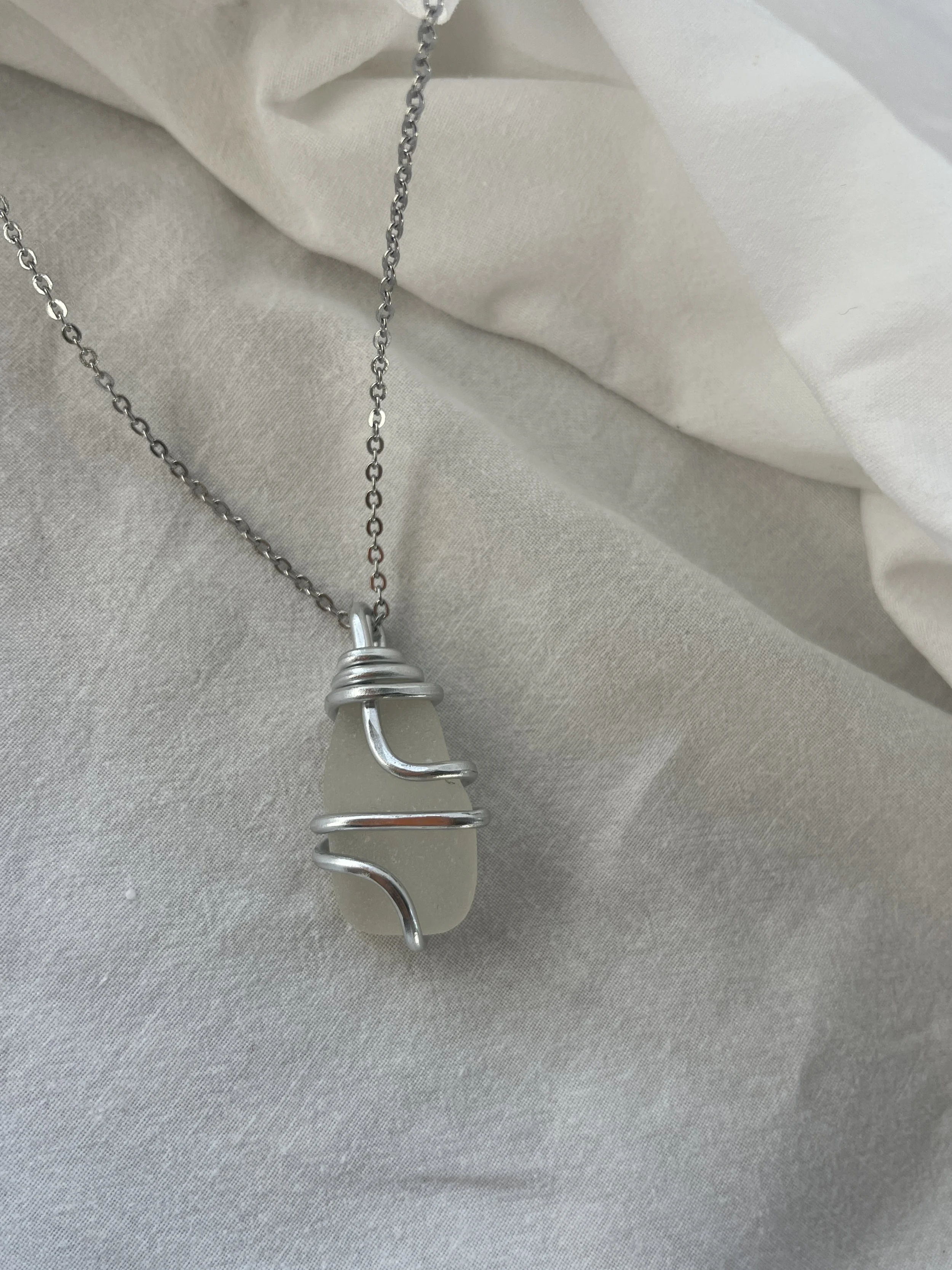 White Sea Glass Necklace #1