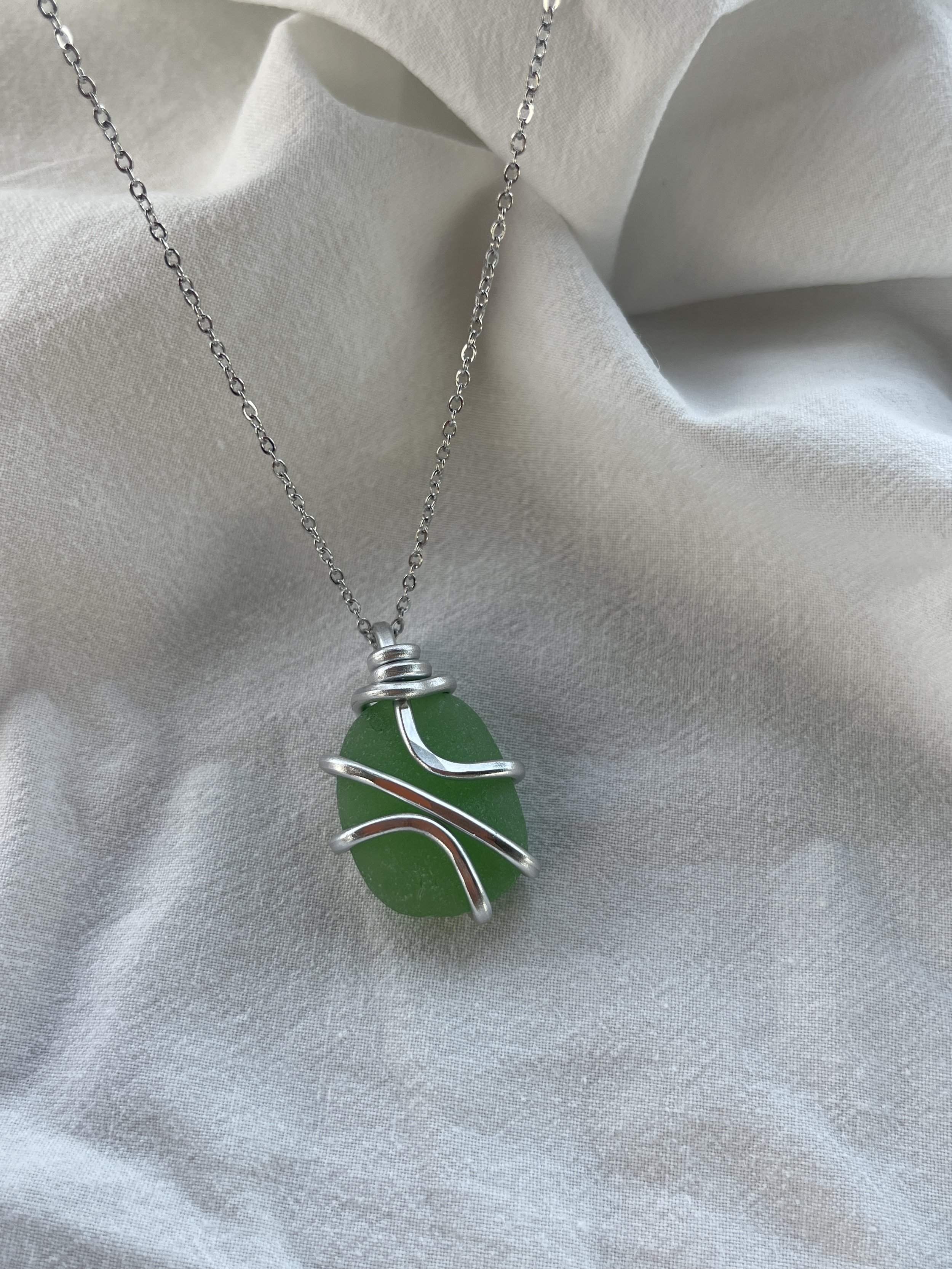 Green Sea Glass Necklace #5