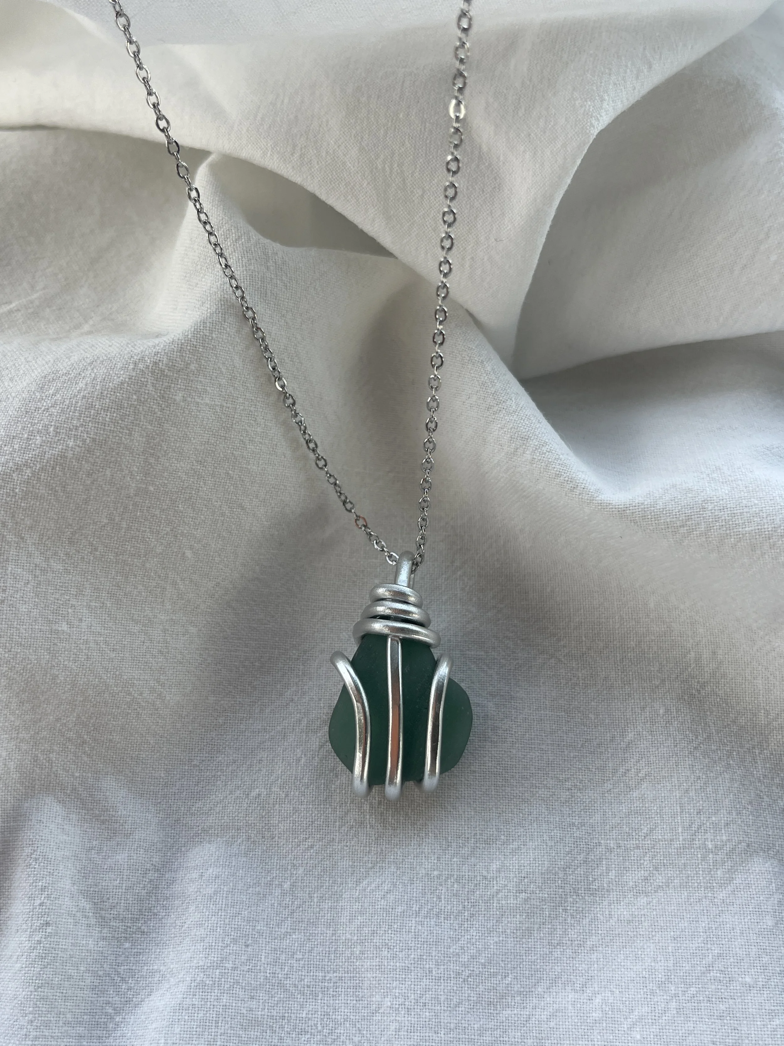 Green Sea Glass Necklace #6