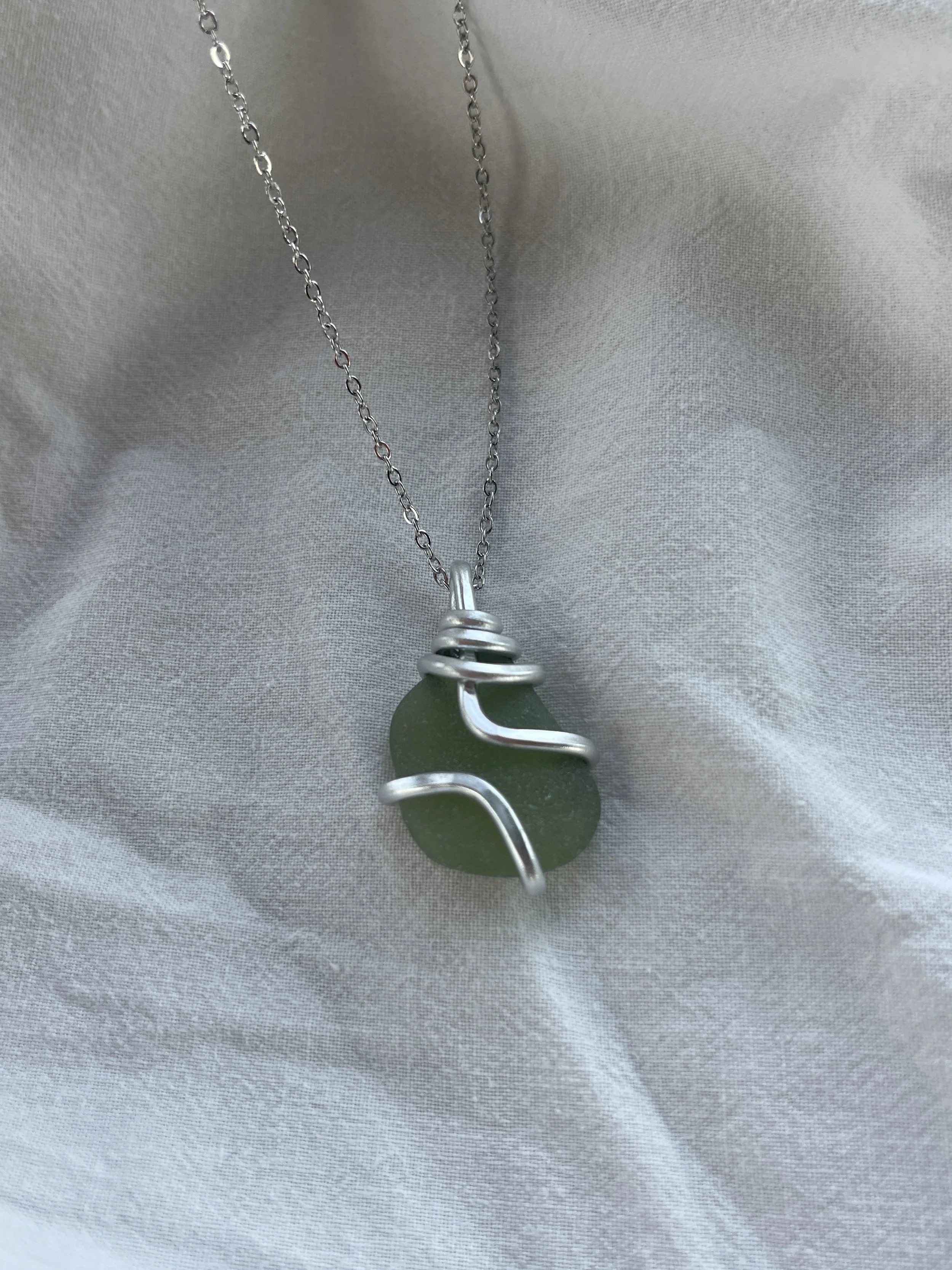 Green Sea Glass Necklace #2