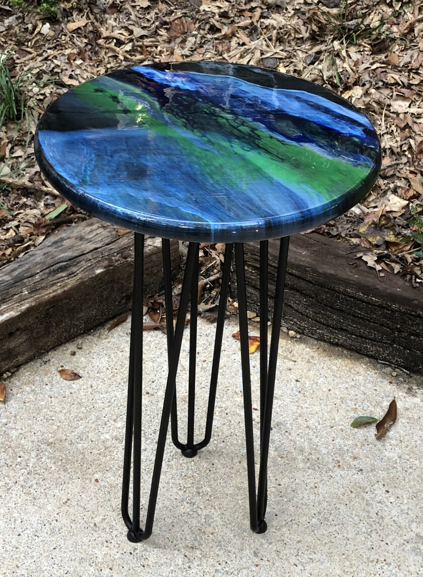 Northern Lights Resin poured table — Rainbow Works Fine Arts, LLC