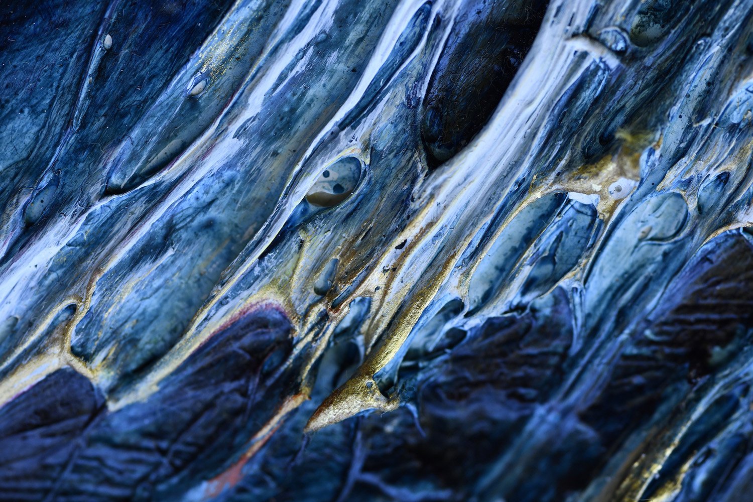 Alchemy of Wisdom (Detail from Homage to Blue ), 2015-2016, mixed media, 35" x 96"