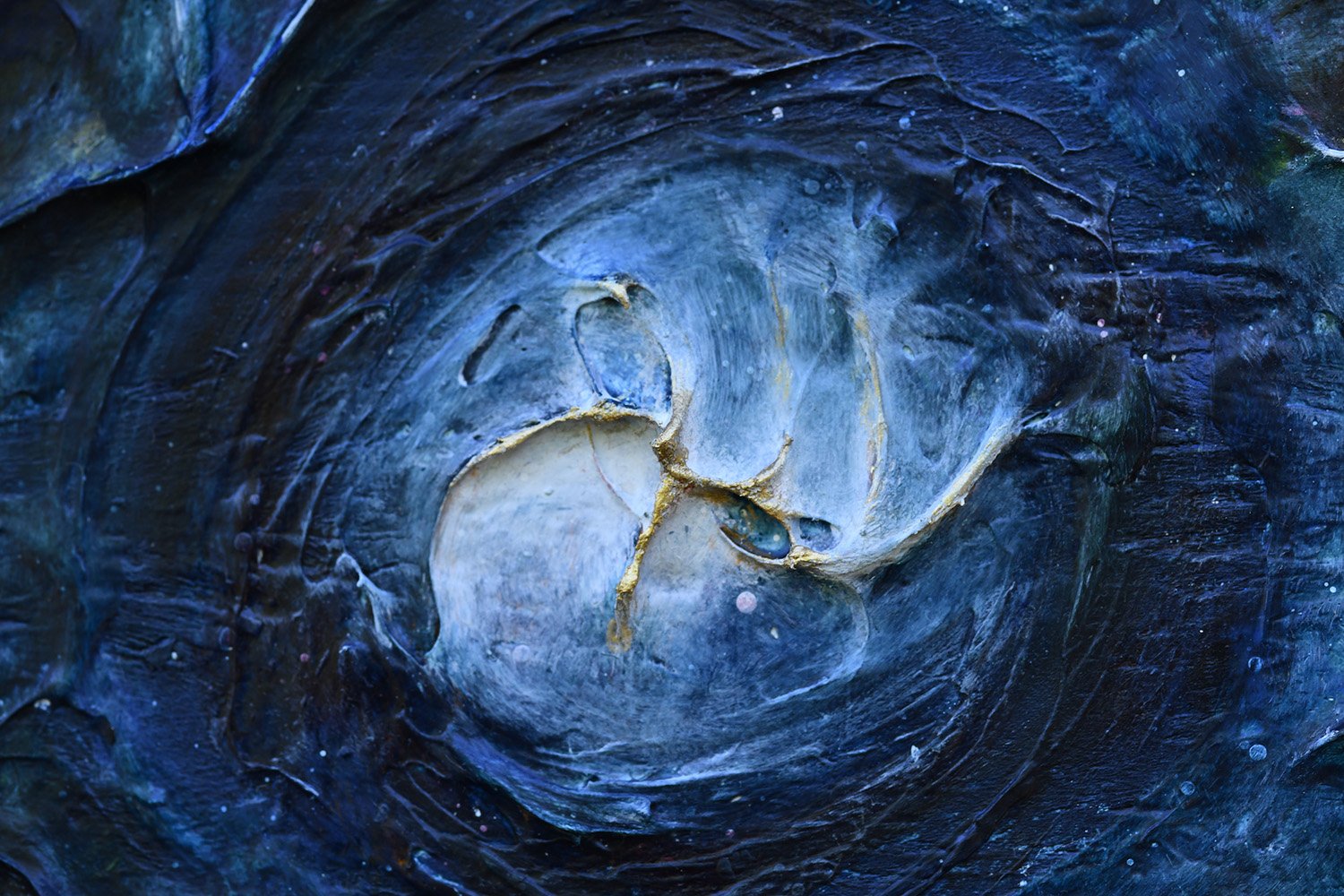   Philospher’s Stone  (Detail from  Homage to Blue ), 2015-2016, mixed media, 35" x 96" 