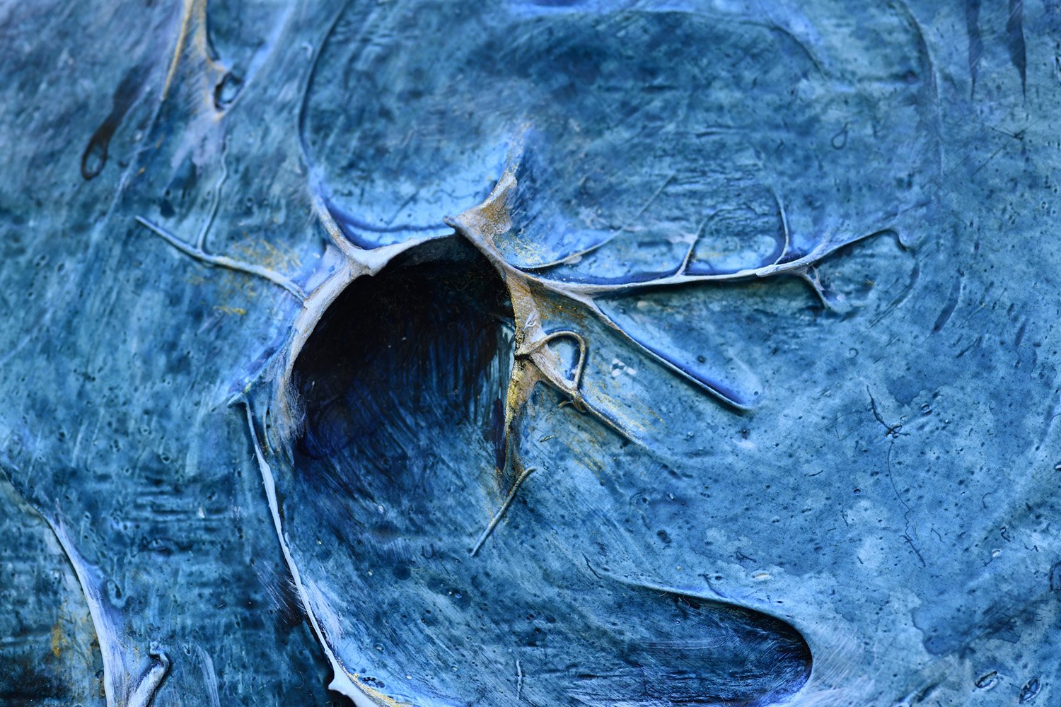 From Spirit to Matter (Detail from Homage to Blue ), 2015-2016, mixed media, 35" x 96"