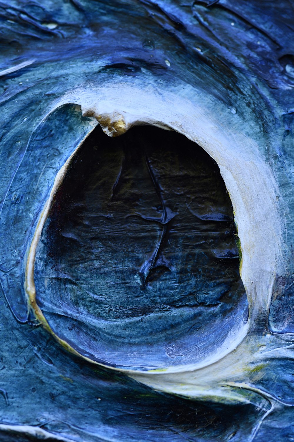   Cave Dreaming  (Detail from  Homage to Blue ), 2015-2016, mixed media, 35" x 96" 