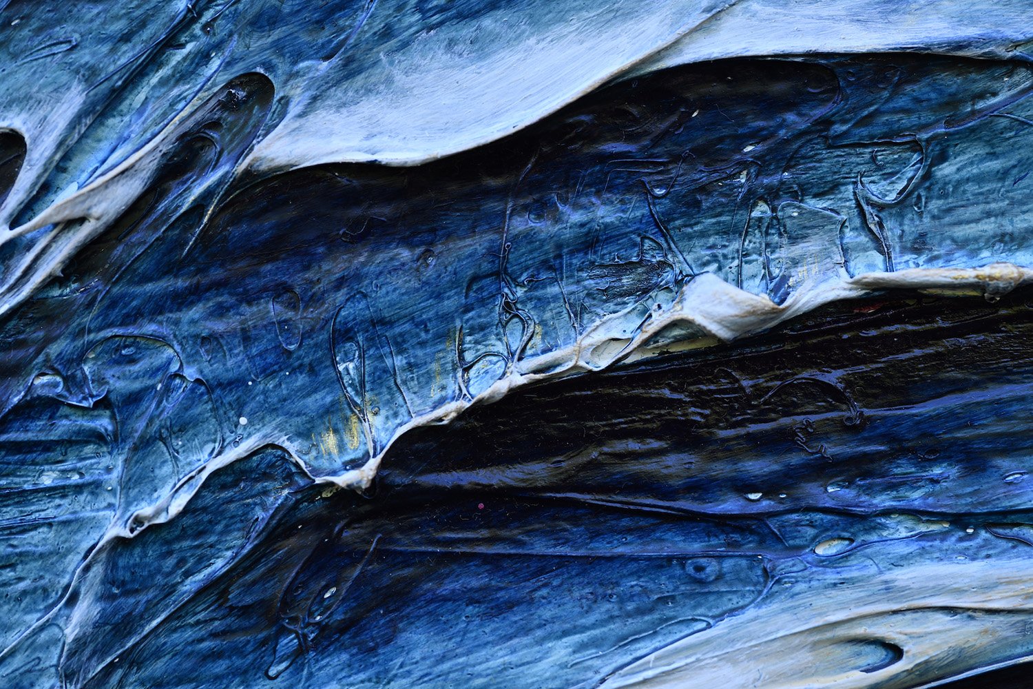   Alchemy of Wisdom  (Detail from  Homage to Blue ), 2015-2016, mixed media, 35" x 96" 