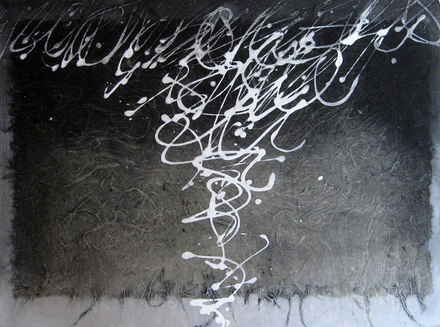   Third Script #9, Nyaz , 2006, acrylic on canvas on mulberry paper, 18” x 24”, Private Collection 