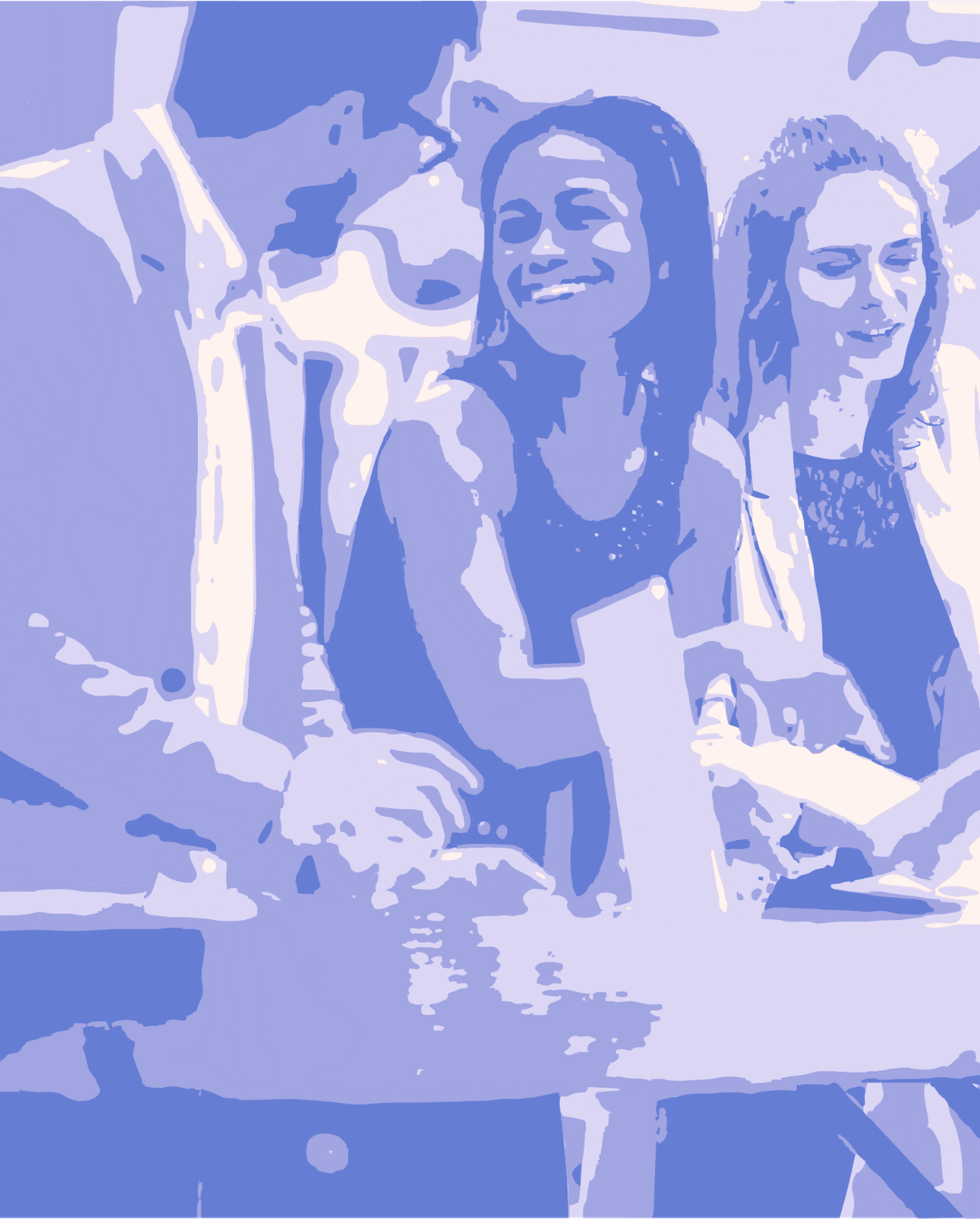 Two women in conversation at a table, representing brand messaging and website copy that sparks engagement and builds meaningful connection.