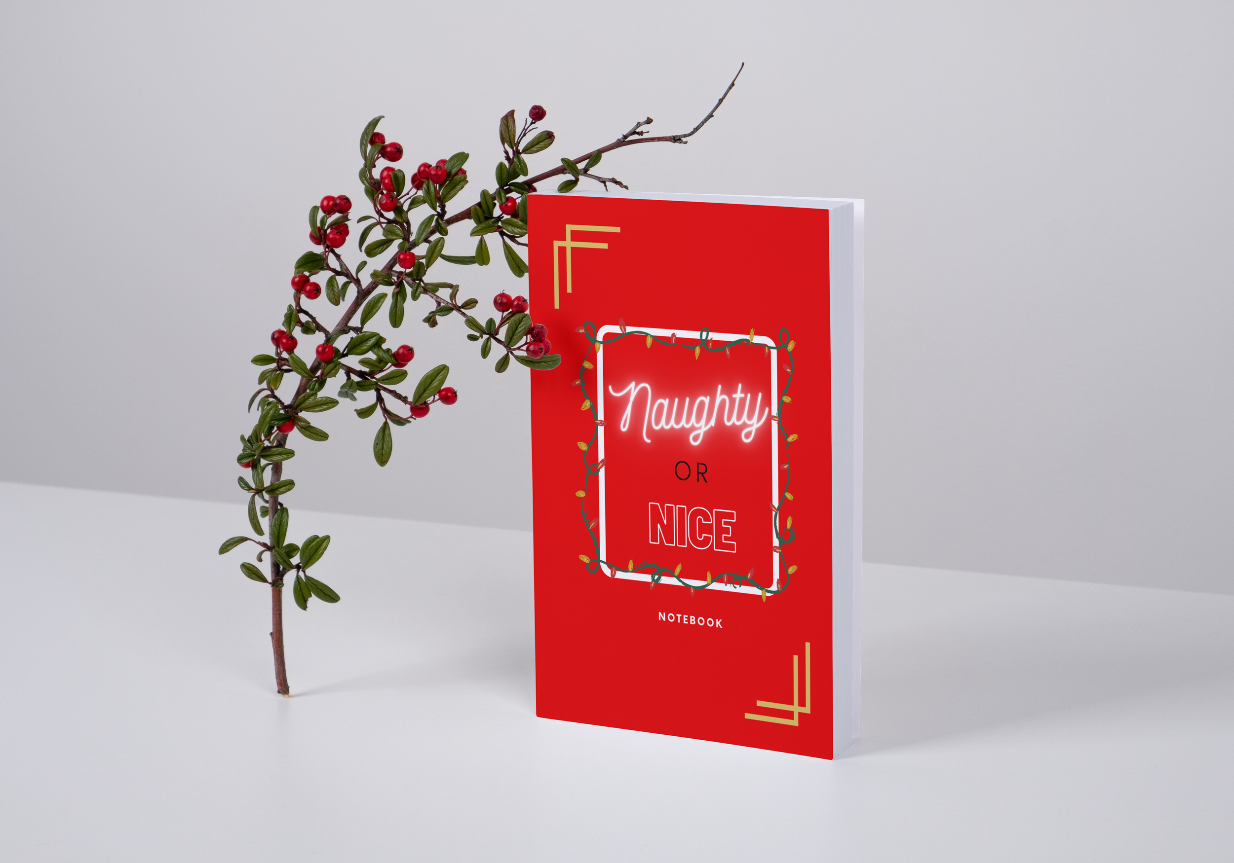Naughty or Nice Notebook: Christmas Lights Accent