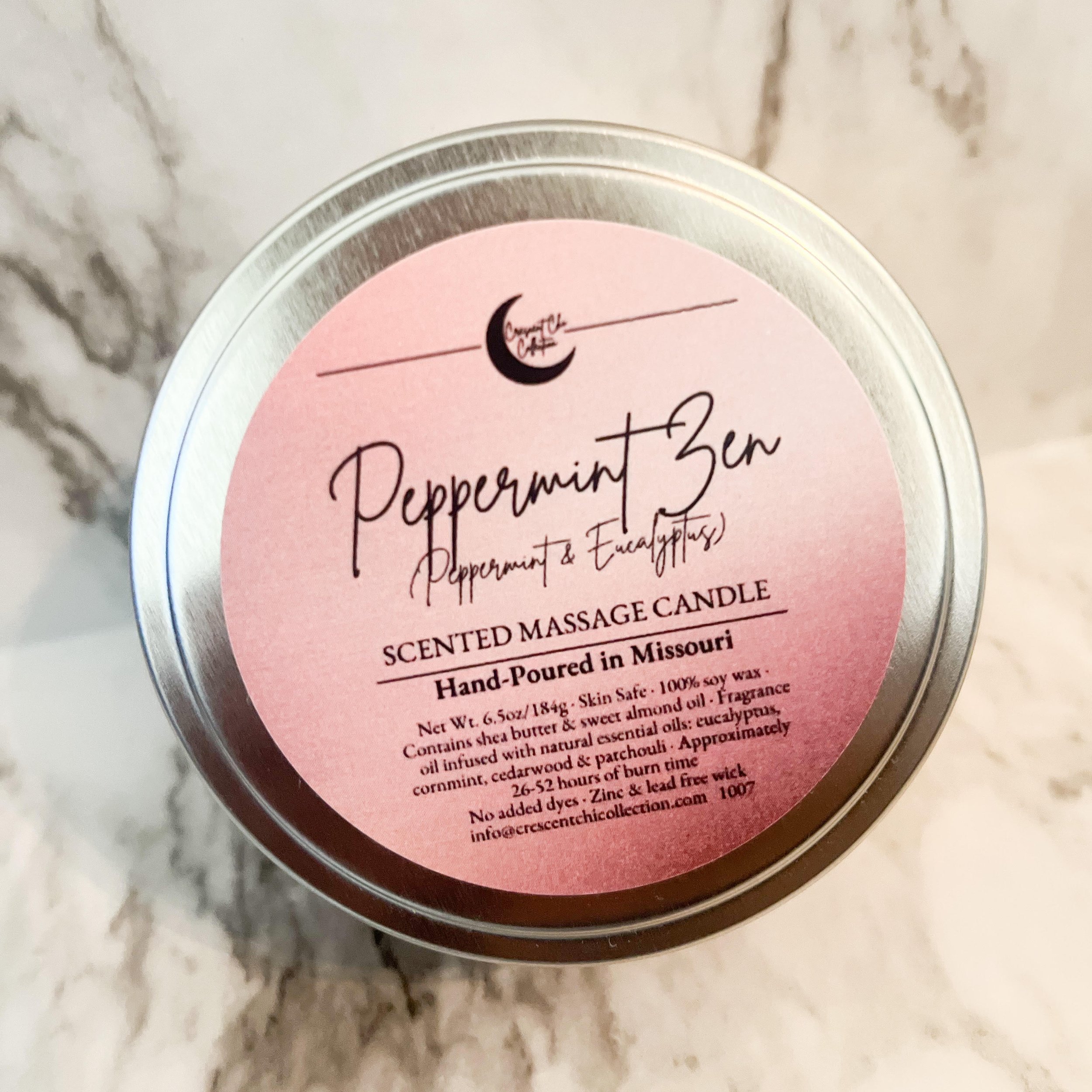 Peppermint Zen (Peppermint & Eucalyptus) Scented Soy Massage Candle