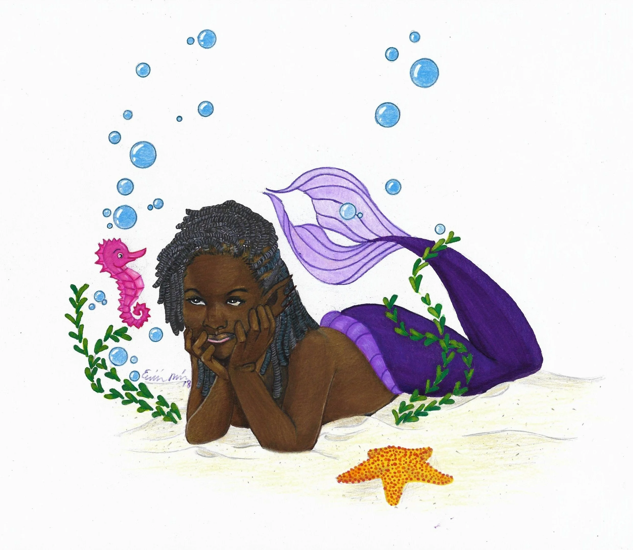 Dark skin mermaid