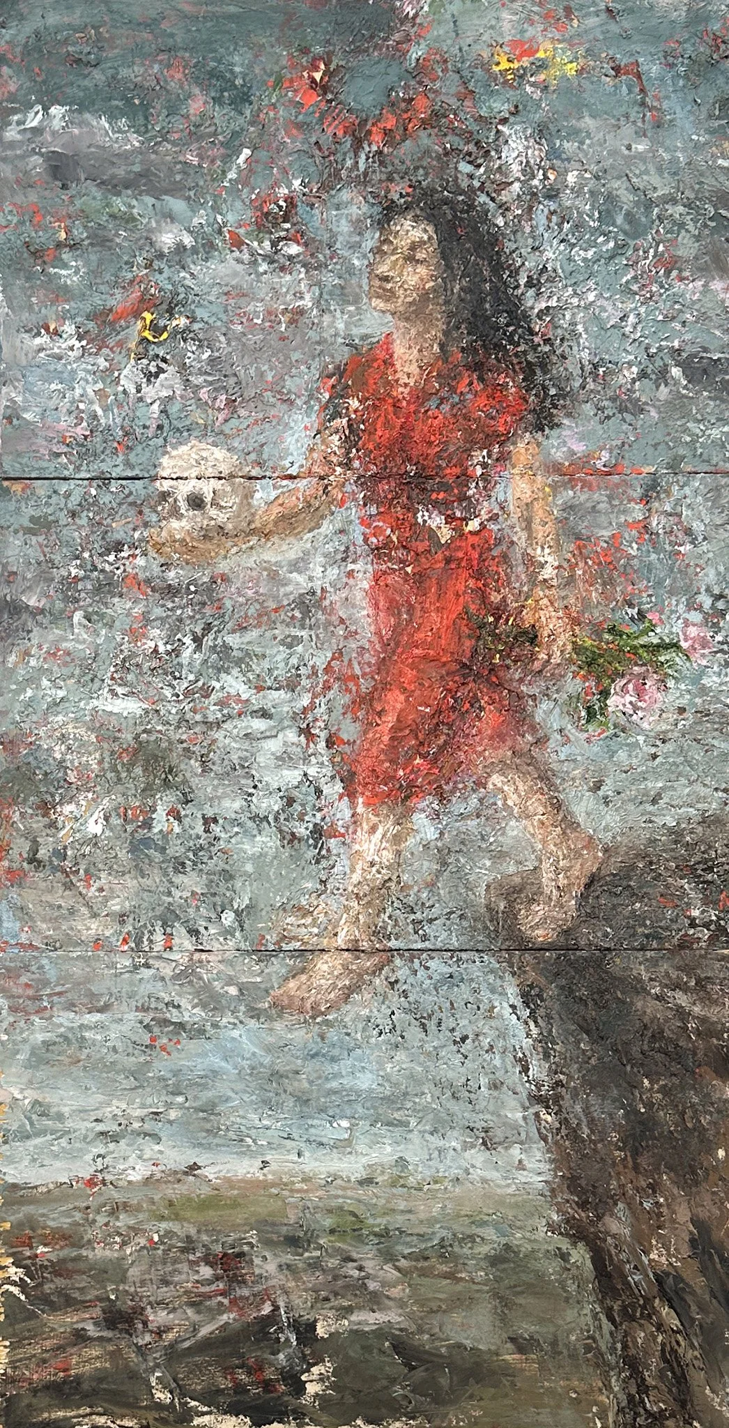 From a Certain Point Onward 2024,
oil on reclaimed wood,
23 x 12 inches