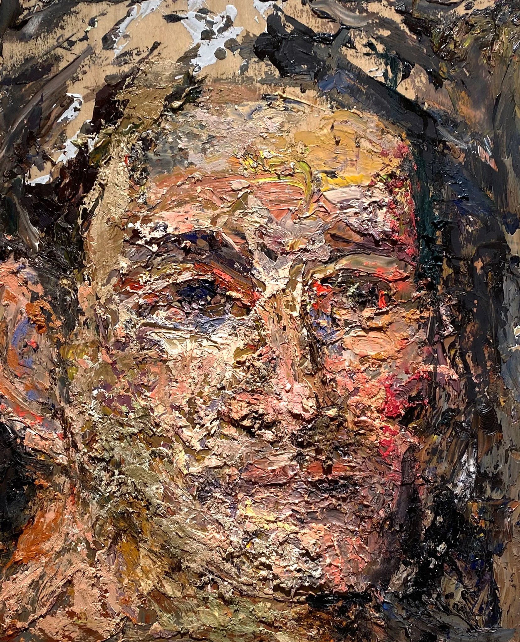   The Heads XVI,  2022
Oil and wax on reclaimed wood, 13 x 11 inches  