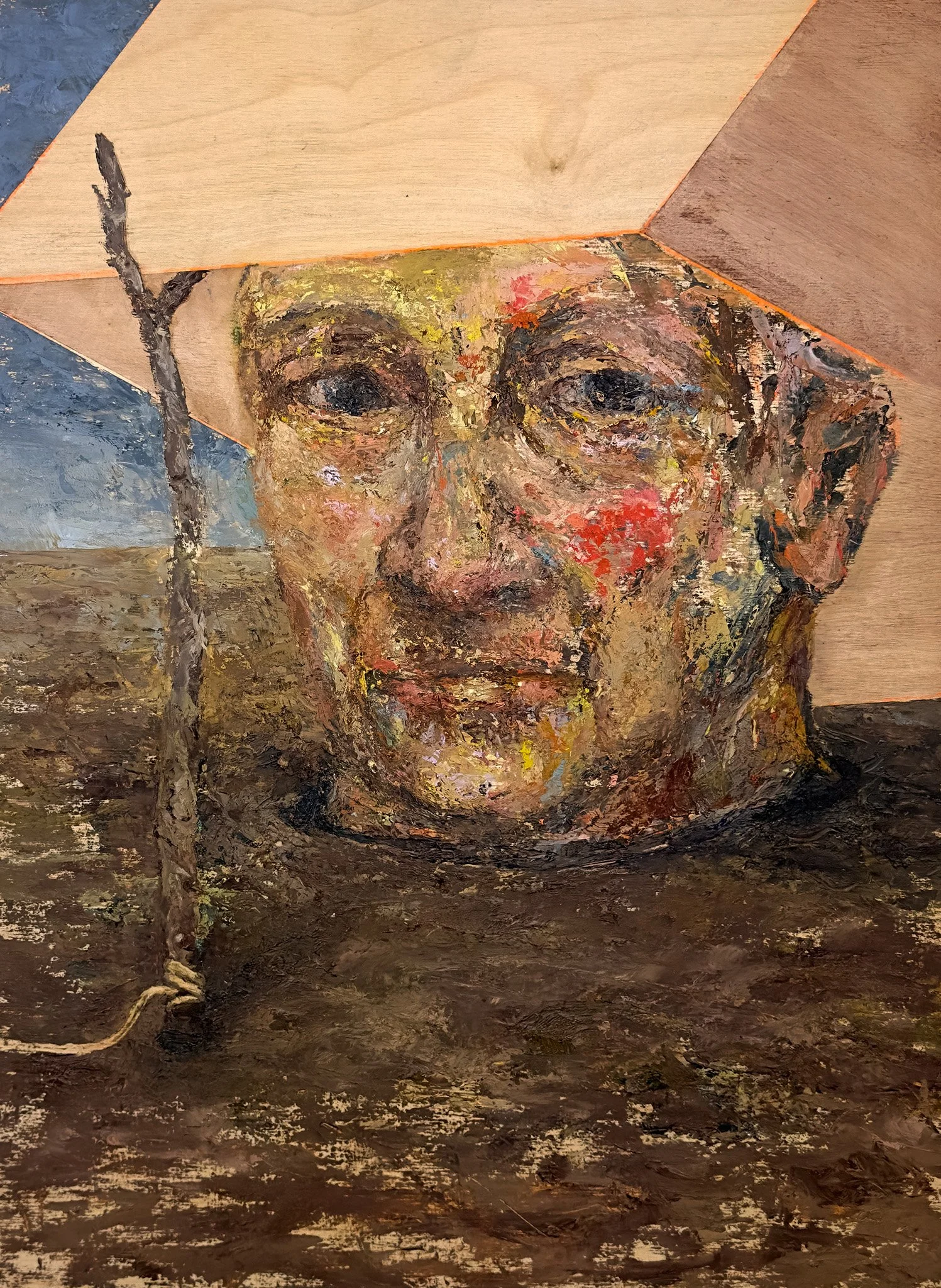   What Are You Waiting For?,  2023, Oil on reclaimed wood, 20 x 15 inches  