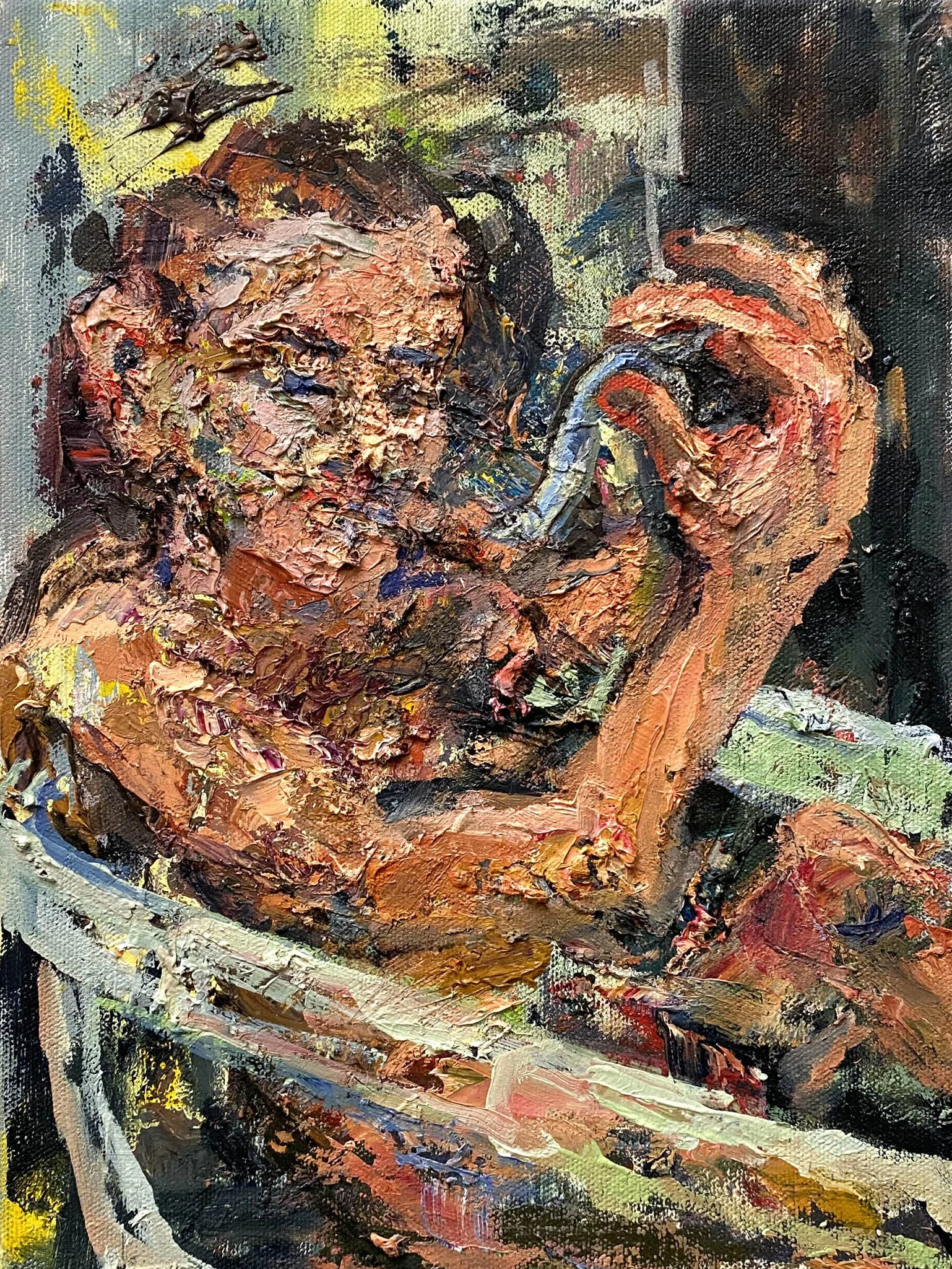   The Pescatarian,  2022, Oil on canvas, 12 x 9 inches  