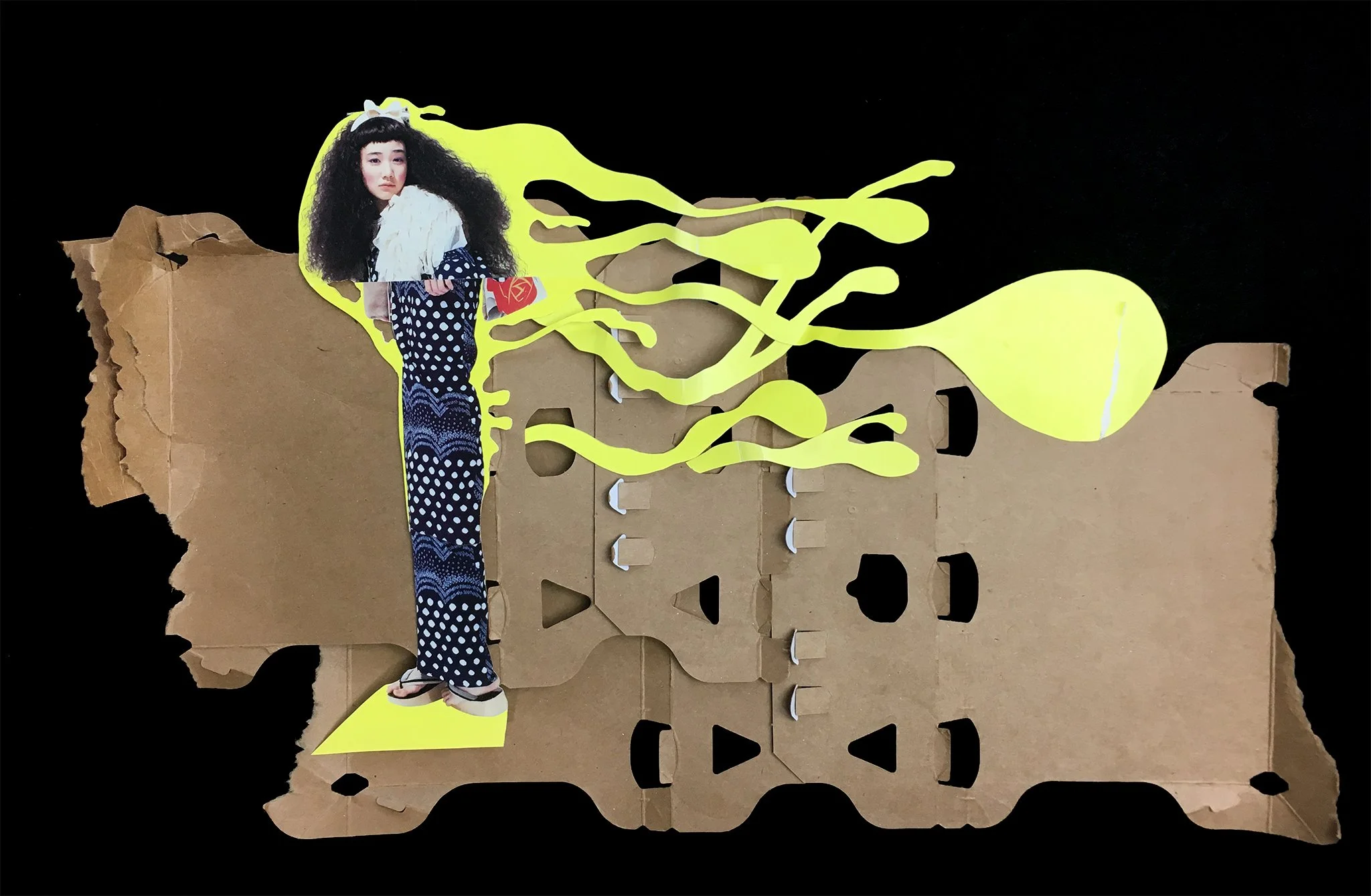   Ooze,  Tokyo 2019, found paper, 11.25 x 19 inches 