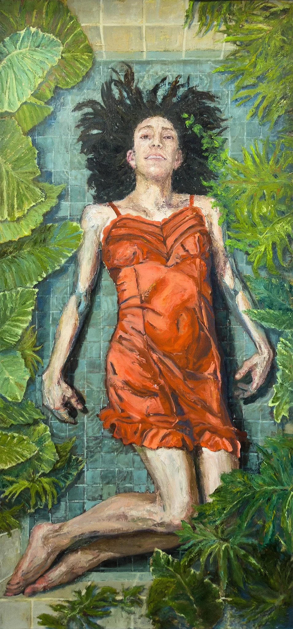 Soak 2026, 
oil on canvas,
64-½ x 30-½ inches