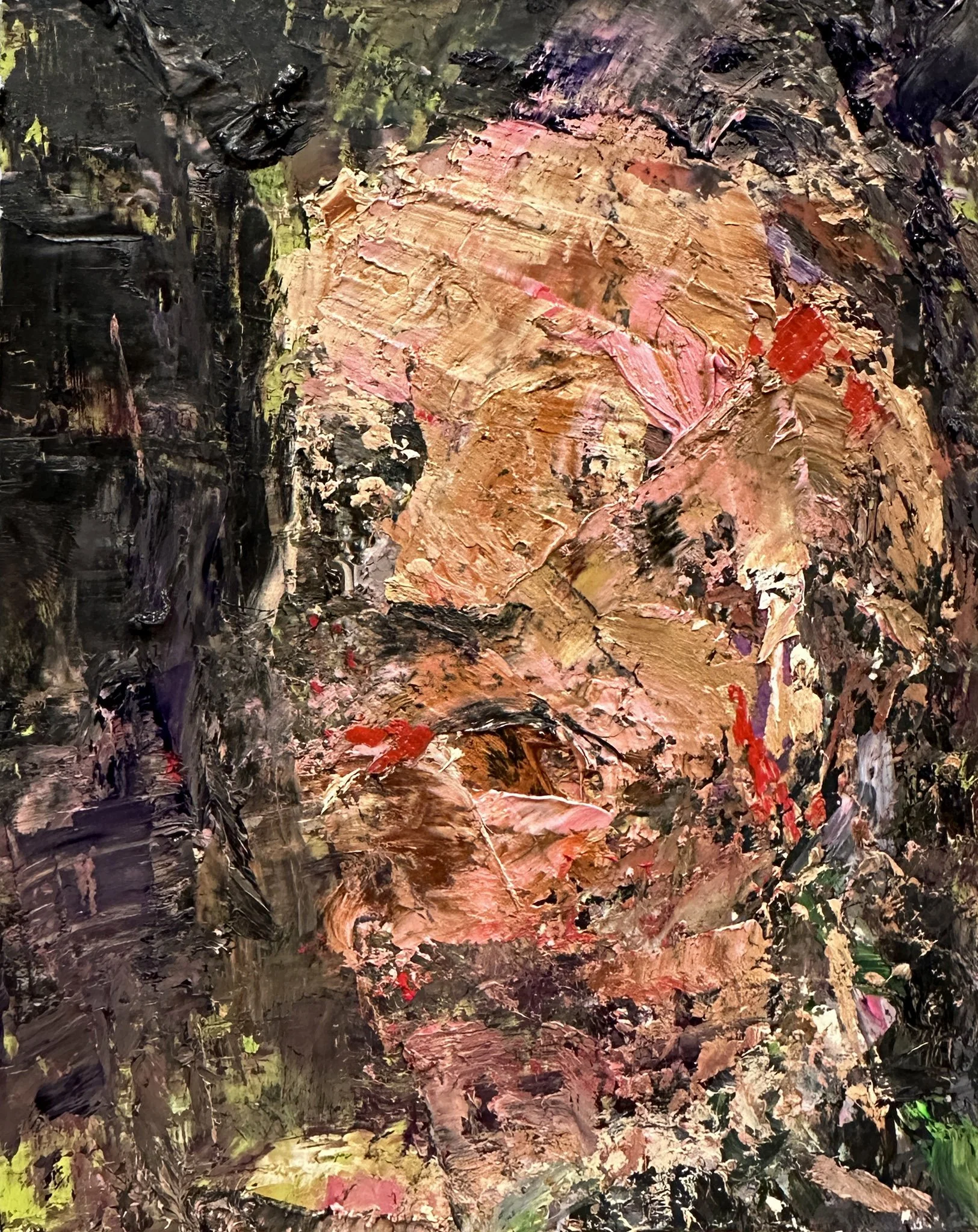 Fred 2024,
oil on reclaimed wood, 
6 x 4 inches