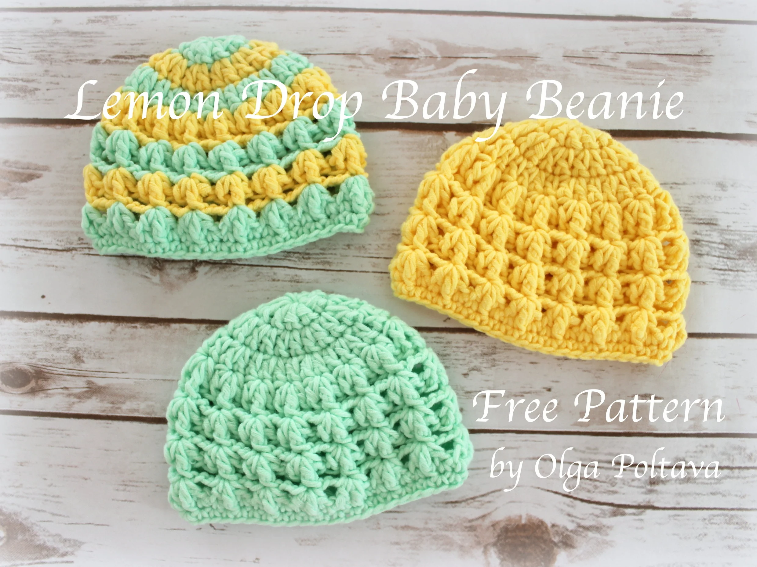 Lemon Drop Baby Beanie, Free Crochet Pattern 