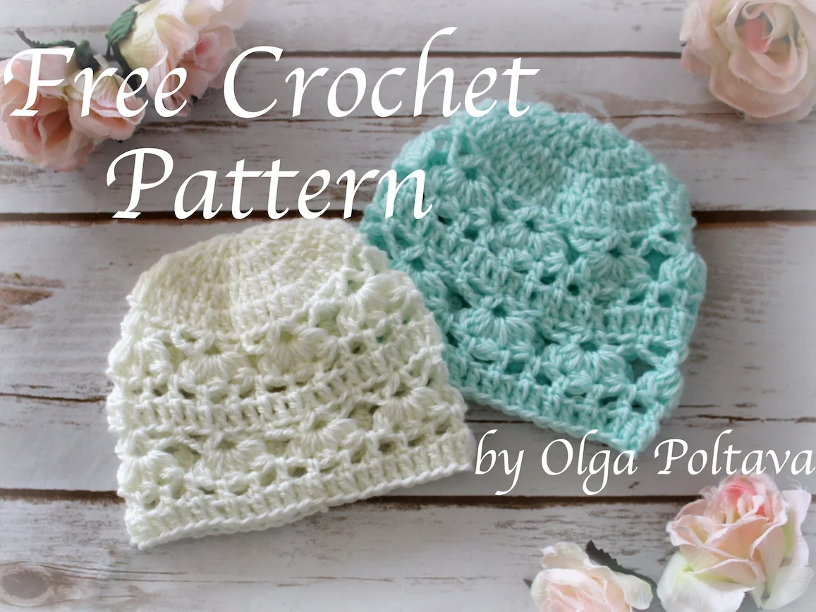 Newborn Hat with Lace Design, Free Crochet Pattern
