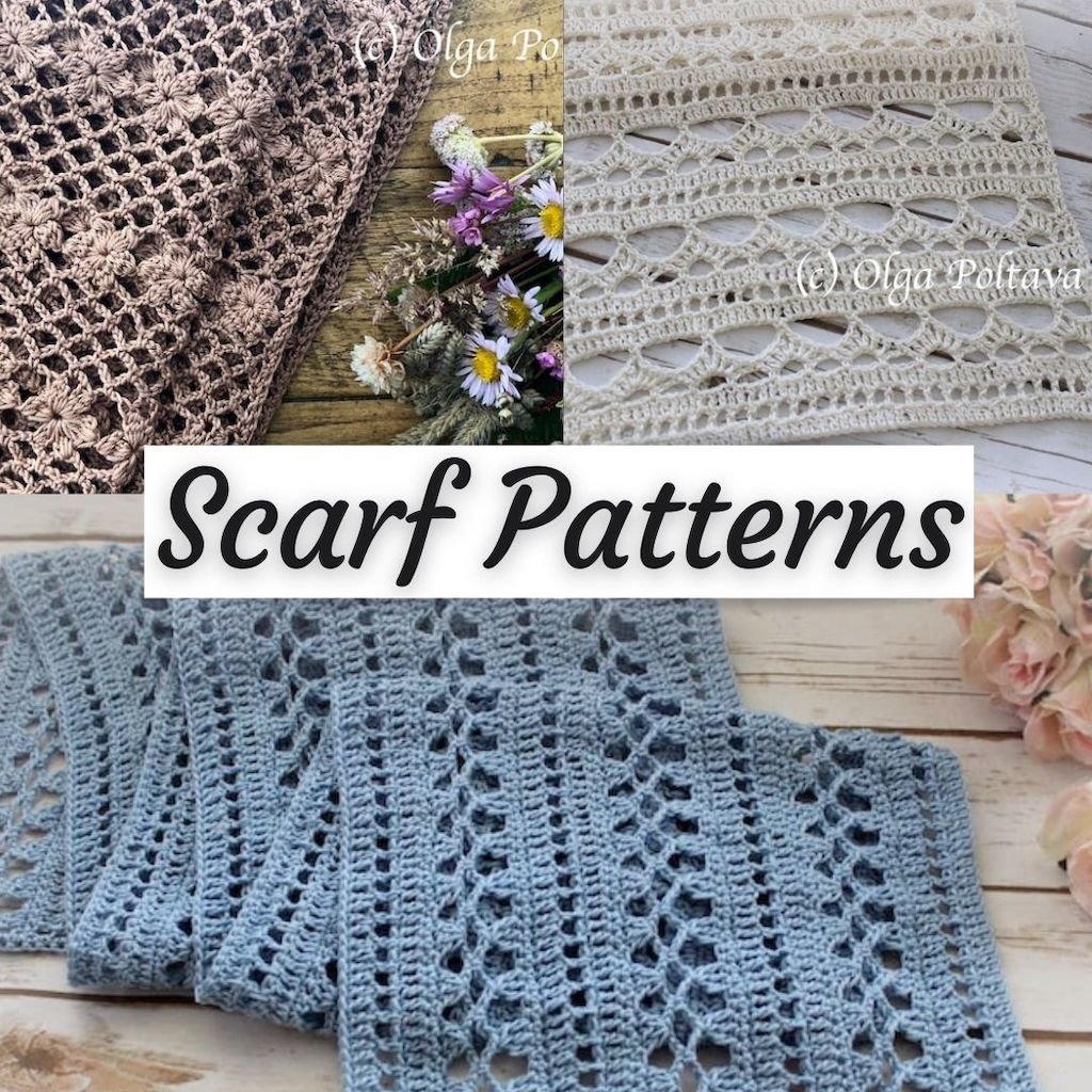 Crochet scarf patterns by Olga Poltava 