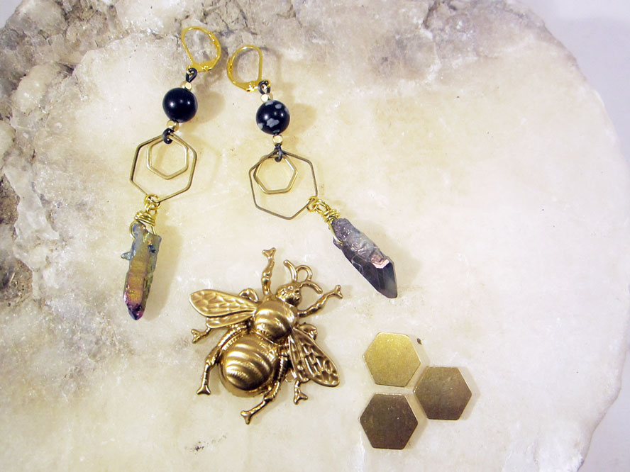 Titanium Rainbow Quartz Earrings