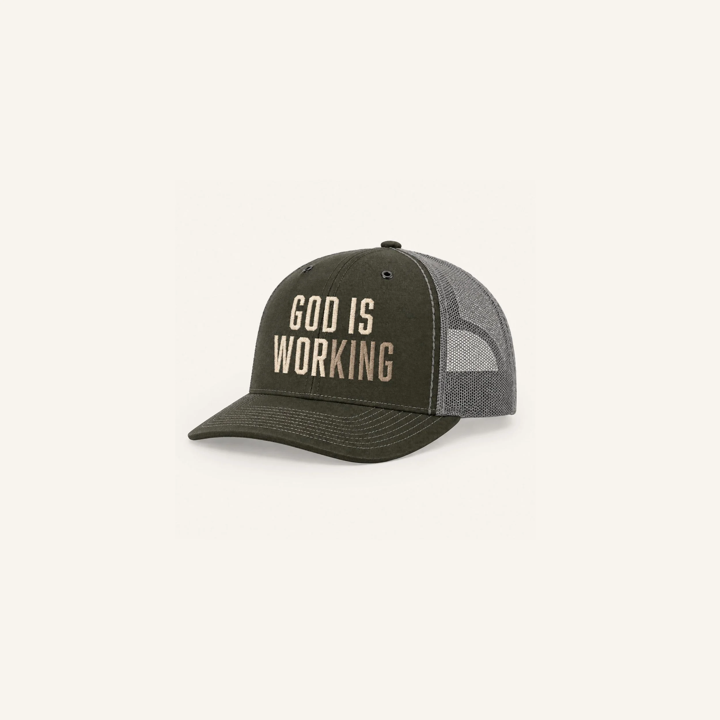God Is WorKING - Olive Green