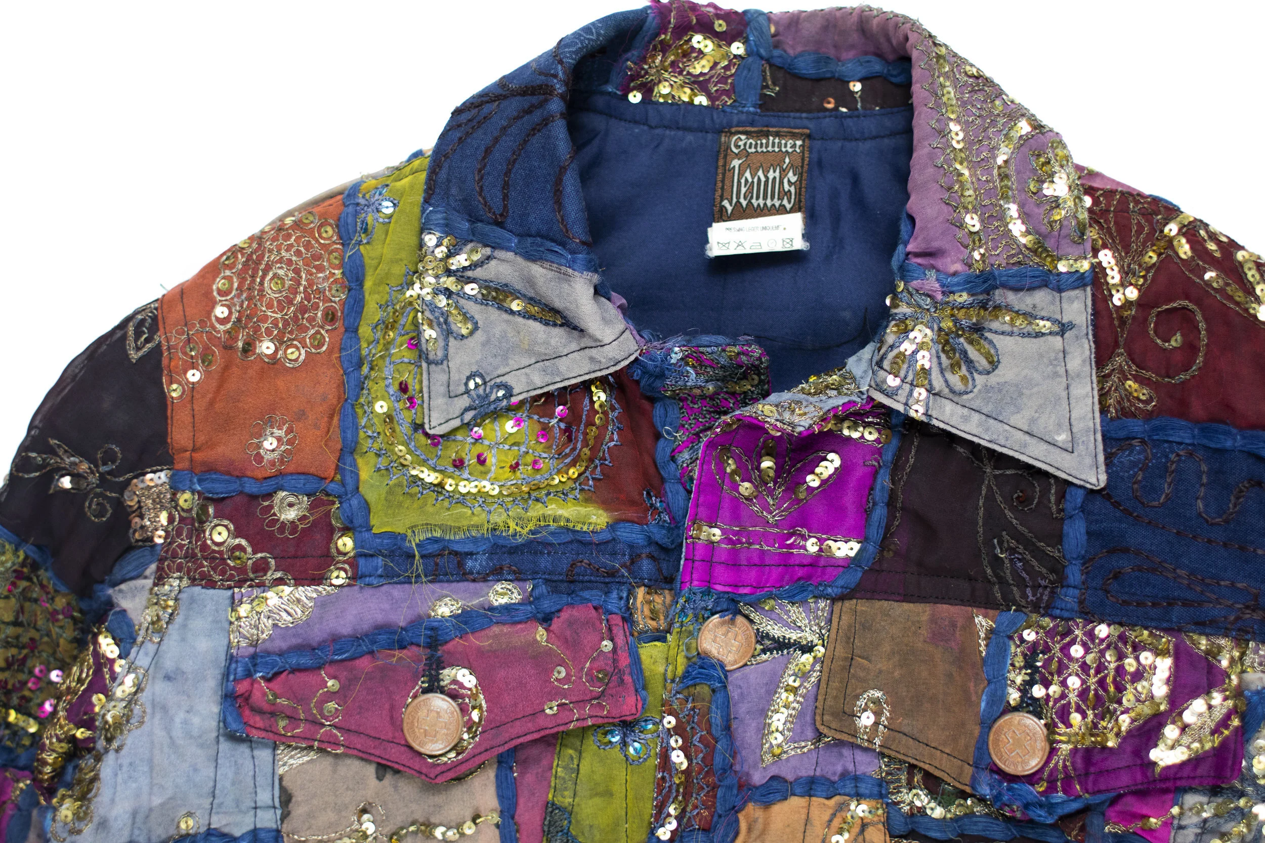 Jean Paul Gaultier SS1999 Embellished Patchwork Trucker Jacket 