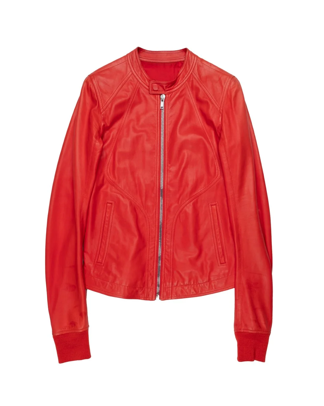 Rick Owens Blood Red Calf Leather Intarsia Jacket — Middleman Store