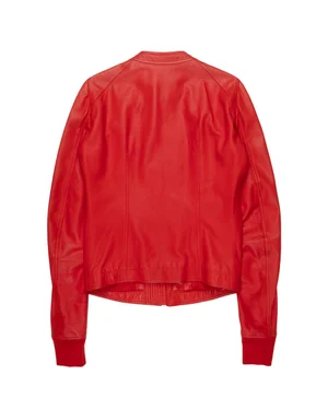 Rick Owens Blood Red Calf Leather Intarsia Jacket — Middleman Store