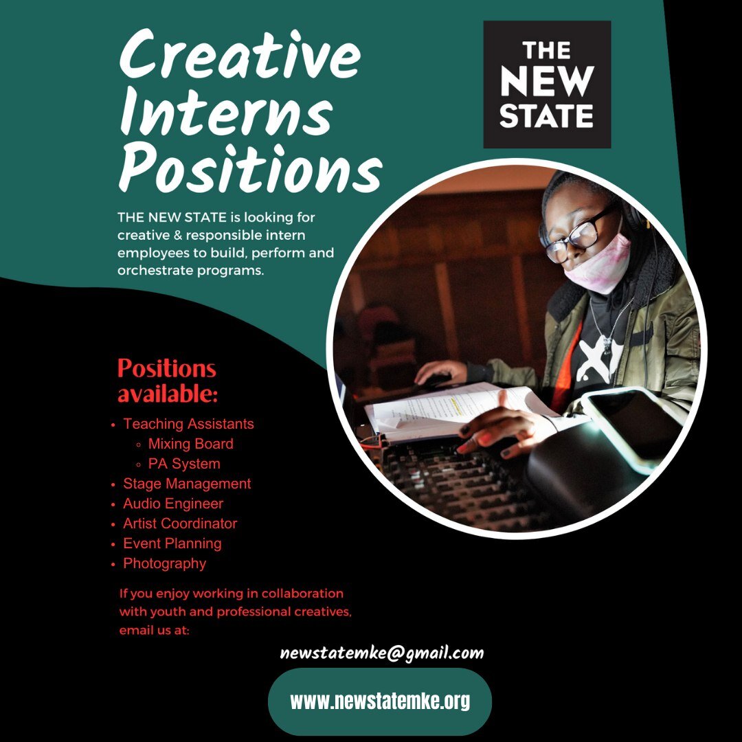 The New State is looking for creative interns! Learn behind the scenes of live music. Support the New State with your creativity.

We are also looking for Teaching Assistant to guide our interns. 

Email us at newstatemke@gmail.com with the subject l