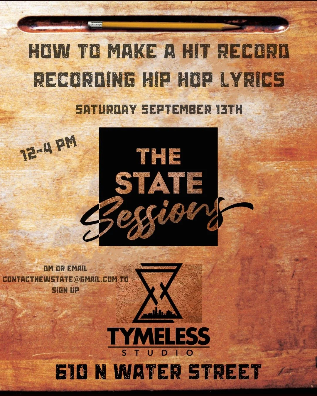 THIS SATURDAY!! FREE studio session time at @tymeless_studios Join us for another State Session. It is from 12-4 PM 610 N Water Street
DM us or email contactnewstate@gmail.com to sign up!!