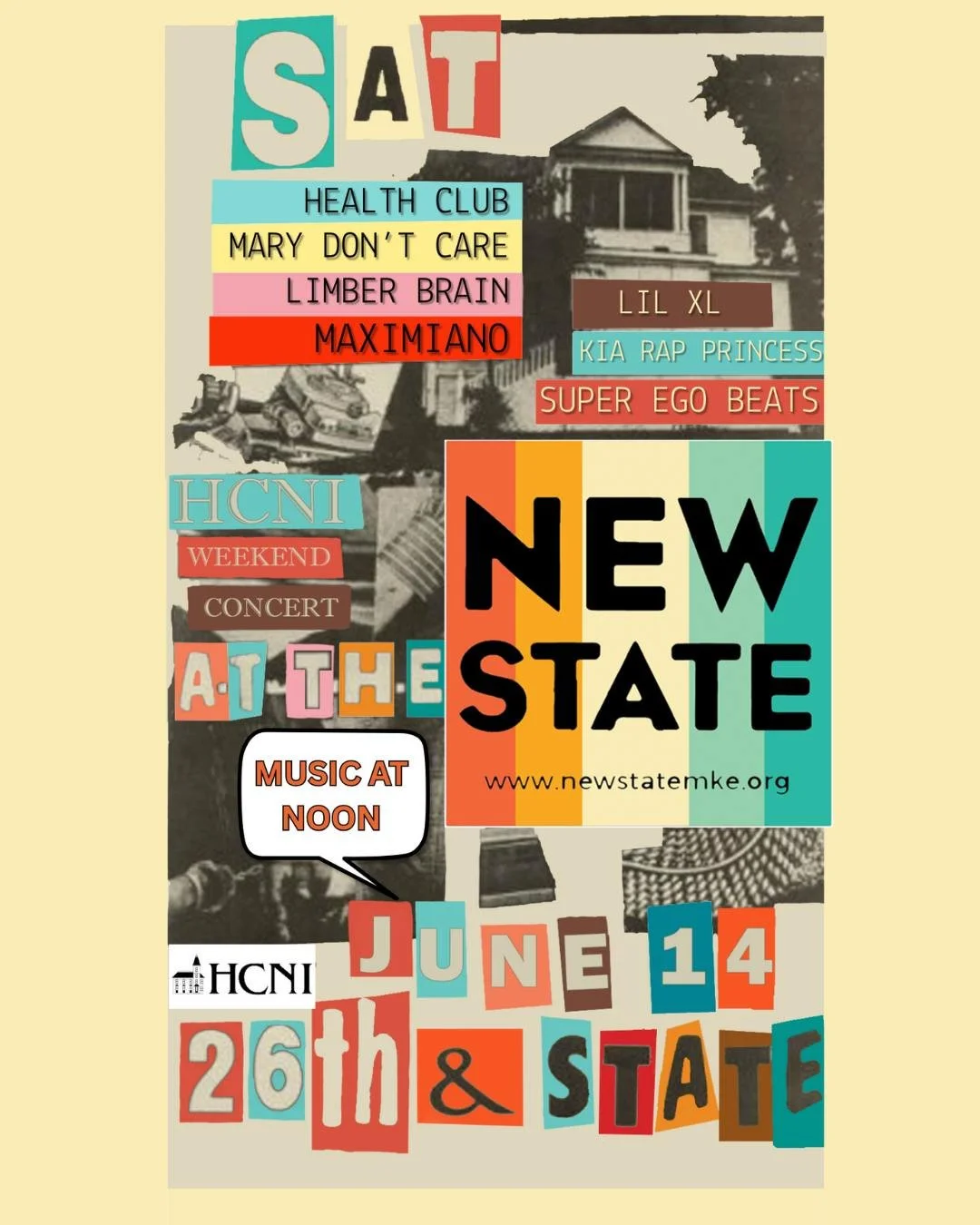 This year for the annual @historicconcordia tour, we are having a massive concert at The New State Music Park! (2616 W. State Street) 
Music will start at noon and go until 5 PM 🎸🎧
We will also be serving food🍛 
Seven local artists: @health_club_b