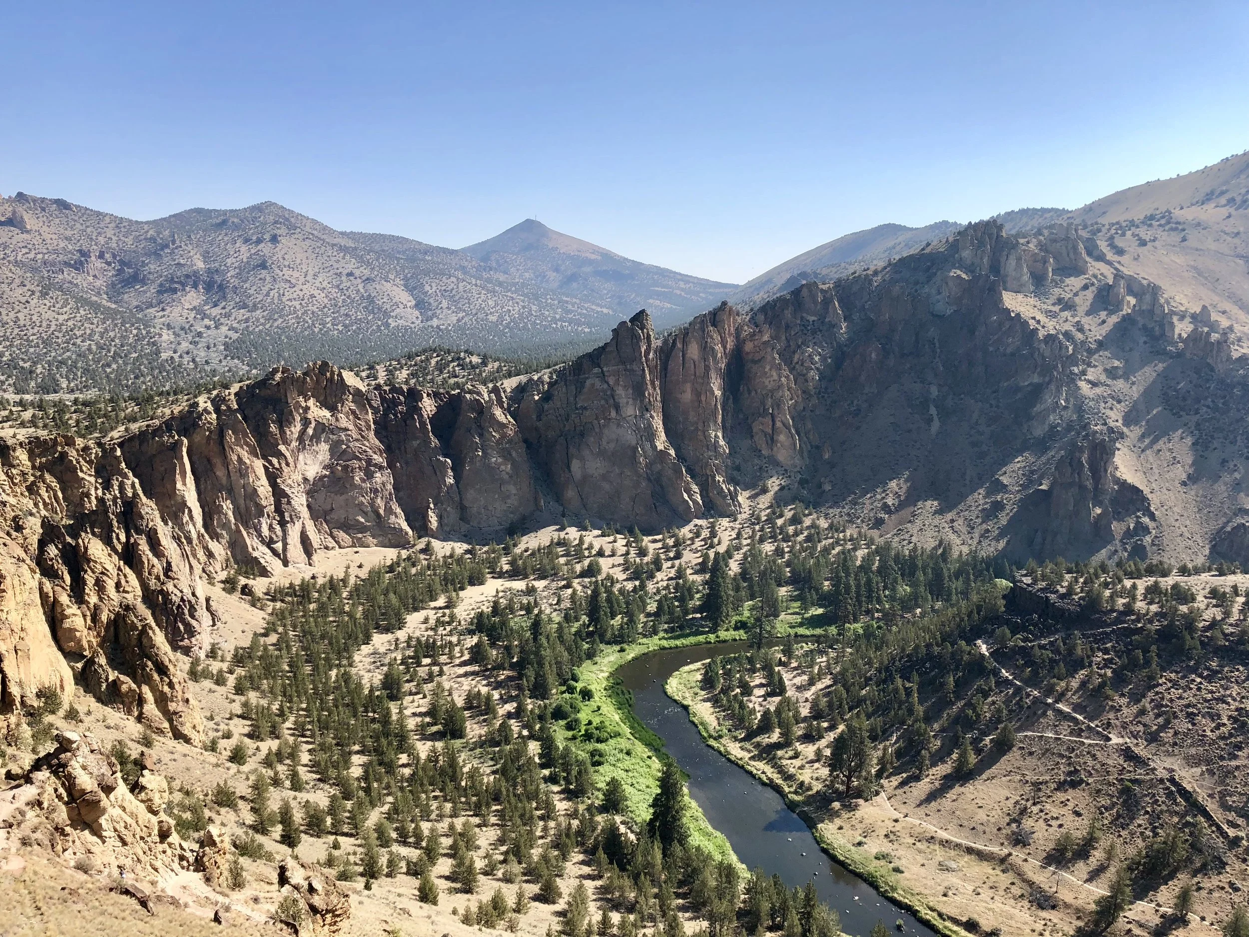Smith Rock State Park! This was my second visit here - the first was Fall Break of sophomore year. This photo was taken from the top of Misery Ridge. The hike was hard but not miserable. Also, shoutout to Smith Rock for having showers! My shower after this hike was my first in five days. 
