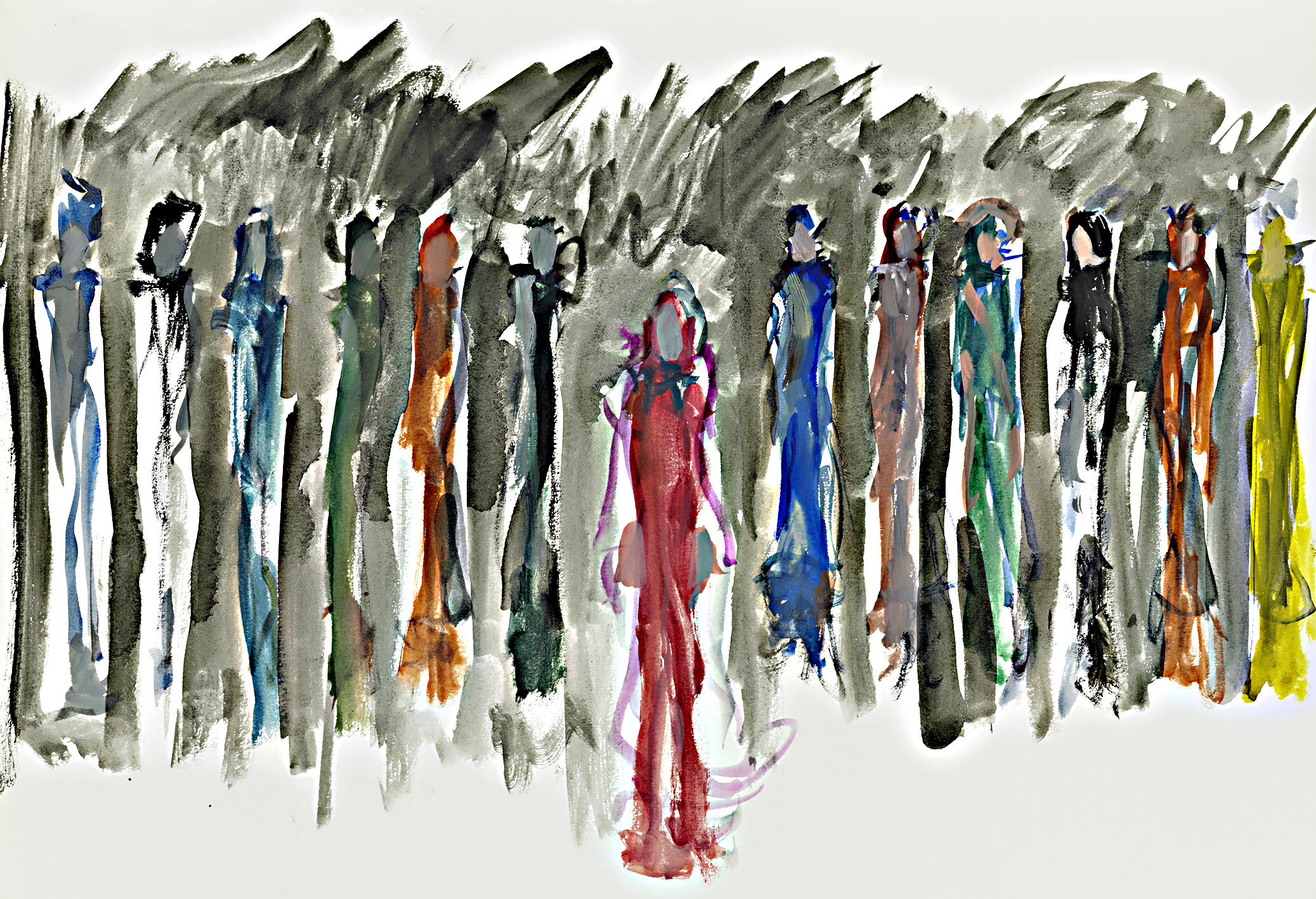 Christ and the apostles,Milan watercolour on paper £200 approx 30 by 40 cm