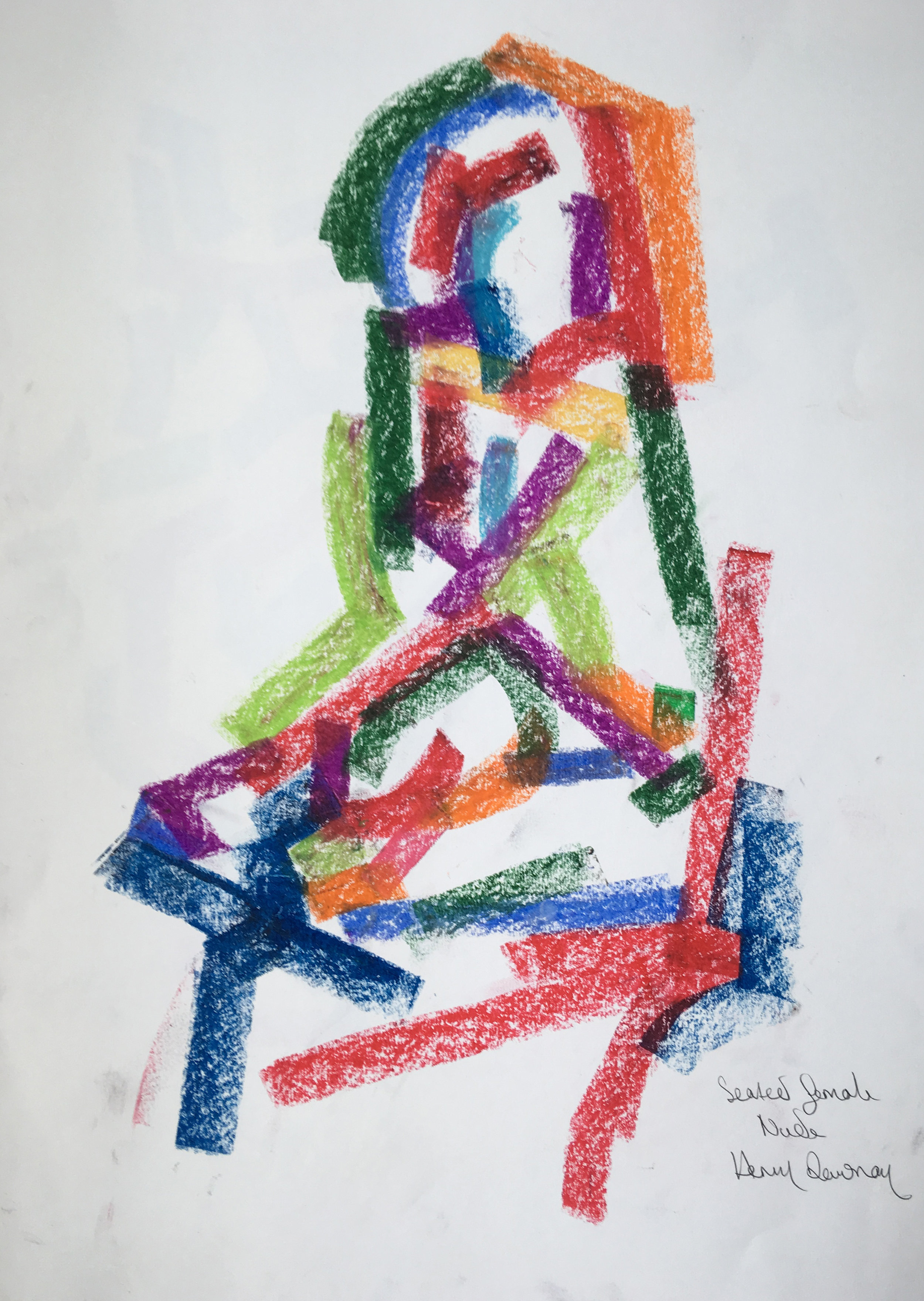 Seated female nude oil pastel on paper £250 Approx 30 by 40 cm