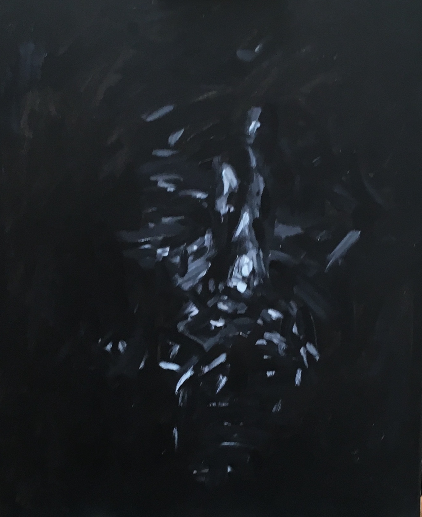 the face in the darkness acrylic on canvas £700 50 by 60 cm unframed