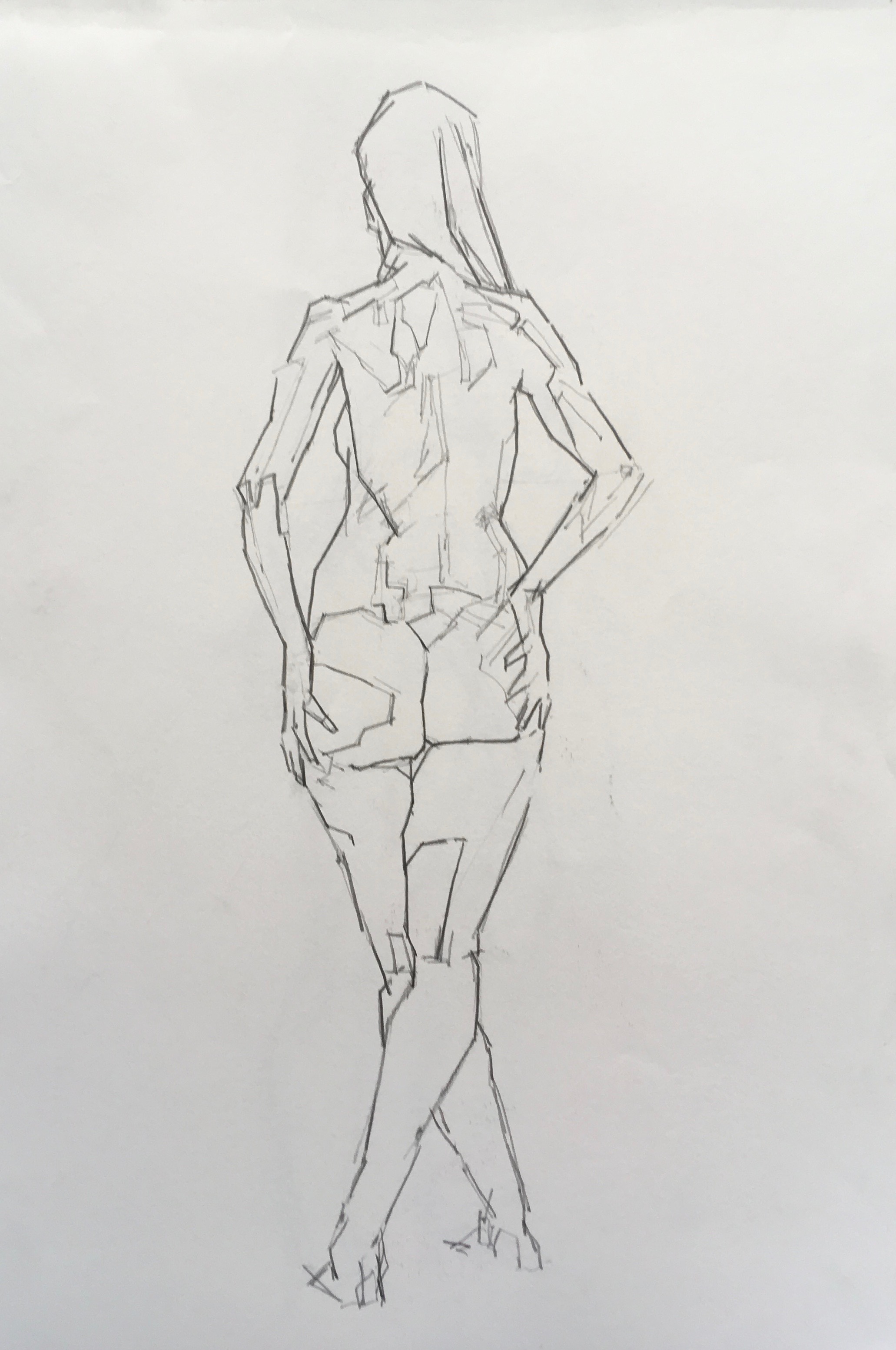 female back view pencil on paper