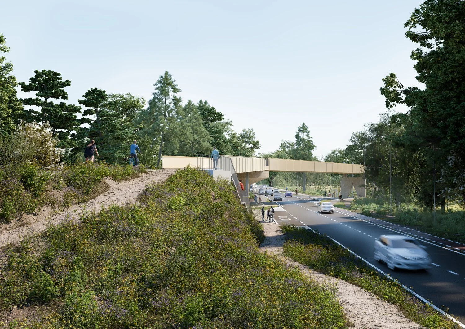 Grote Baan in Helchteren nacht dicht voor inhijsen fietsbrug