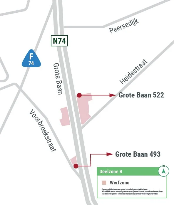Deelzone B in kaart.