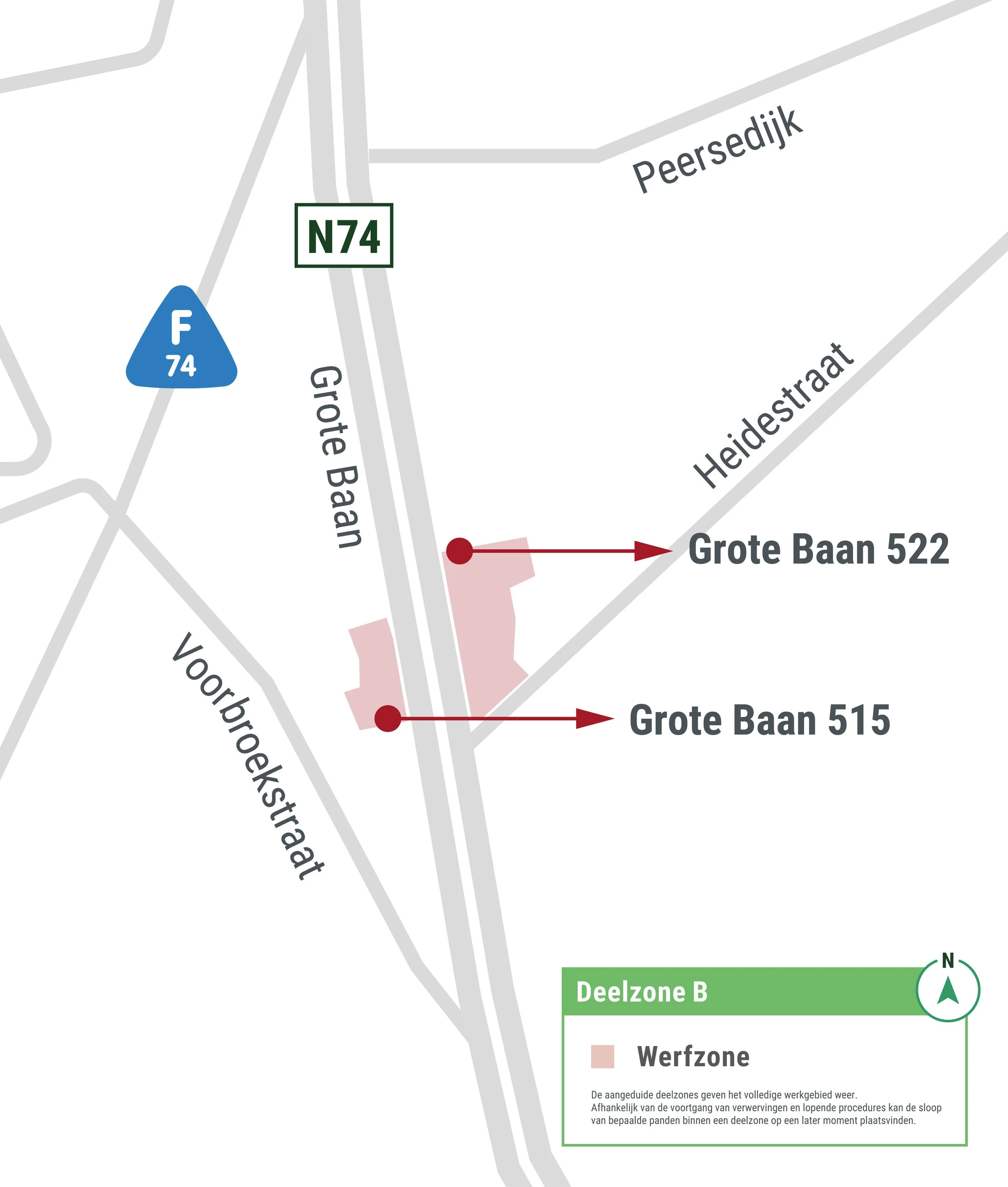 Deelzone B in kaart.