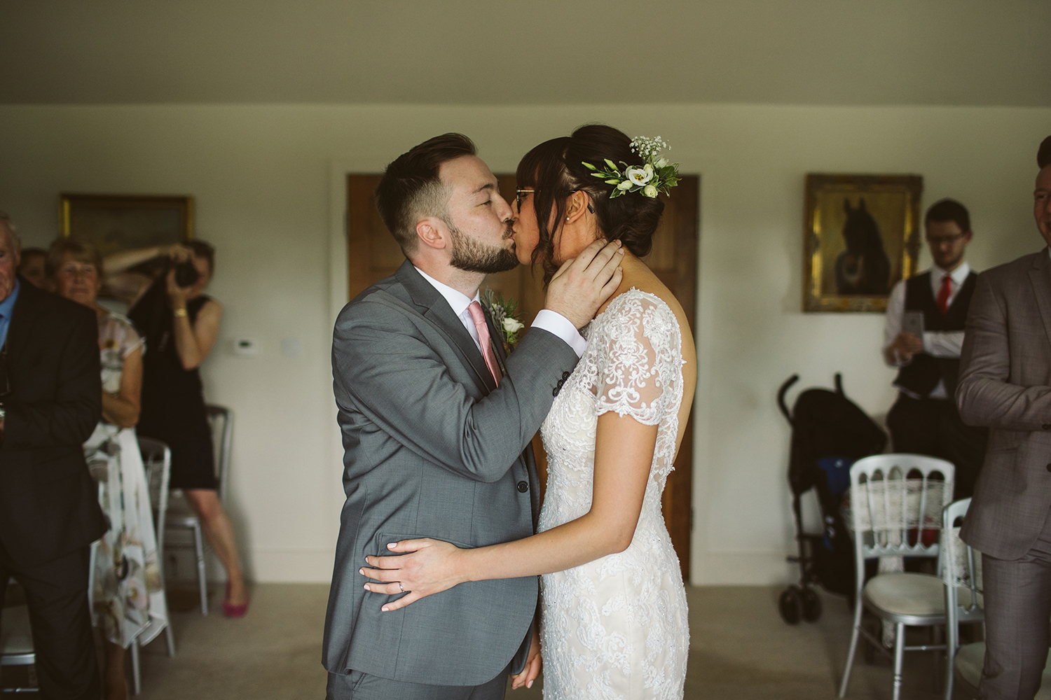 Bride and Groom first kiss